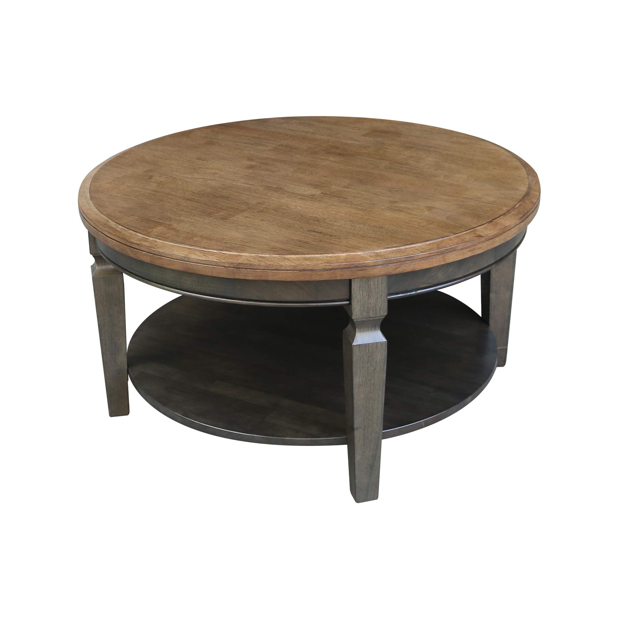 Solid Real Wood Round Coffee Table - Parawood & Hickory for Living Room