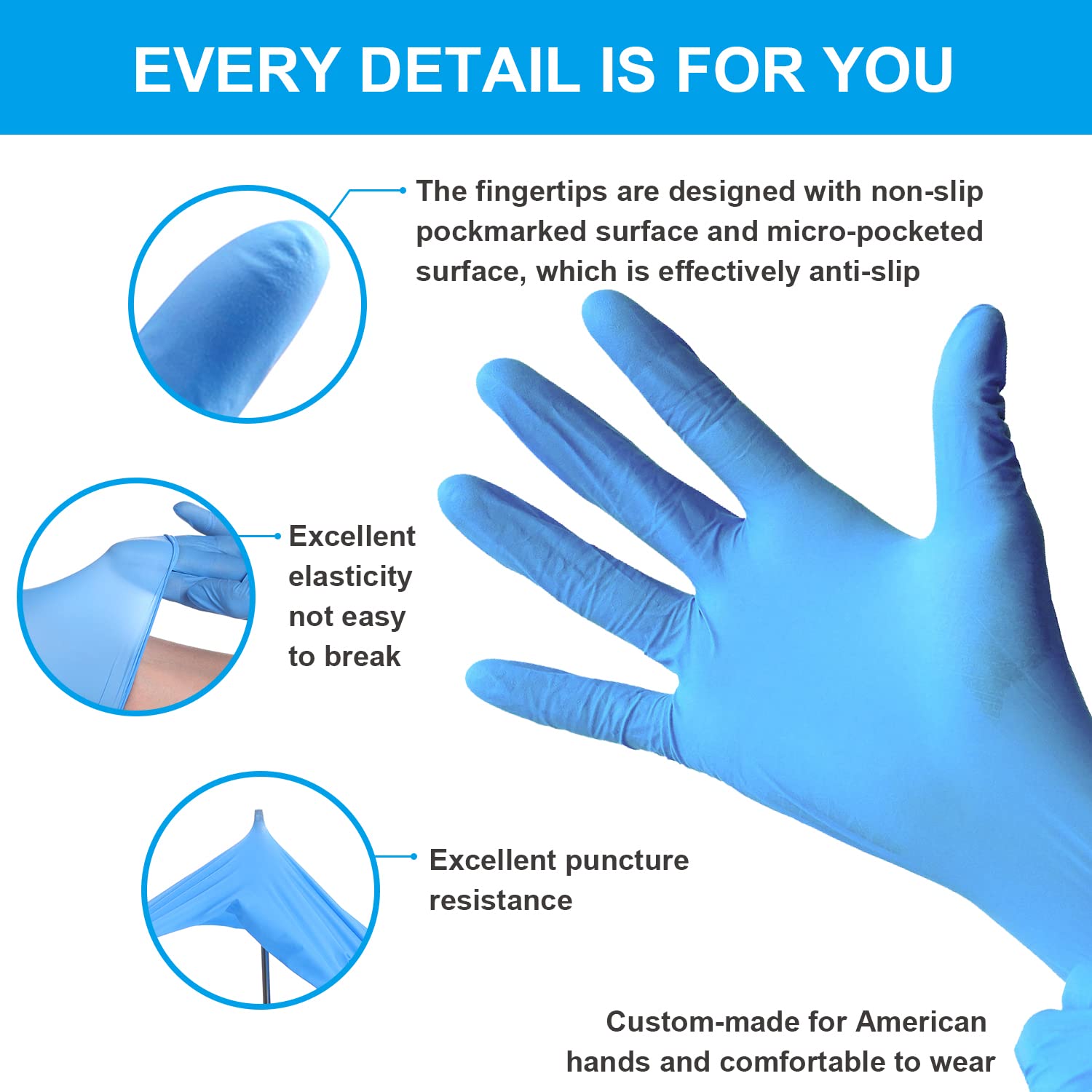 FINITEX Nitrile Disposable Medical Exam Gloves - Powder Free, Latex Free, 2000 Count (Blue) - Ideal for Healthcare, Food Service, Tattoo & Salon Use