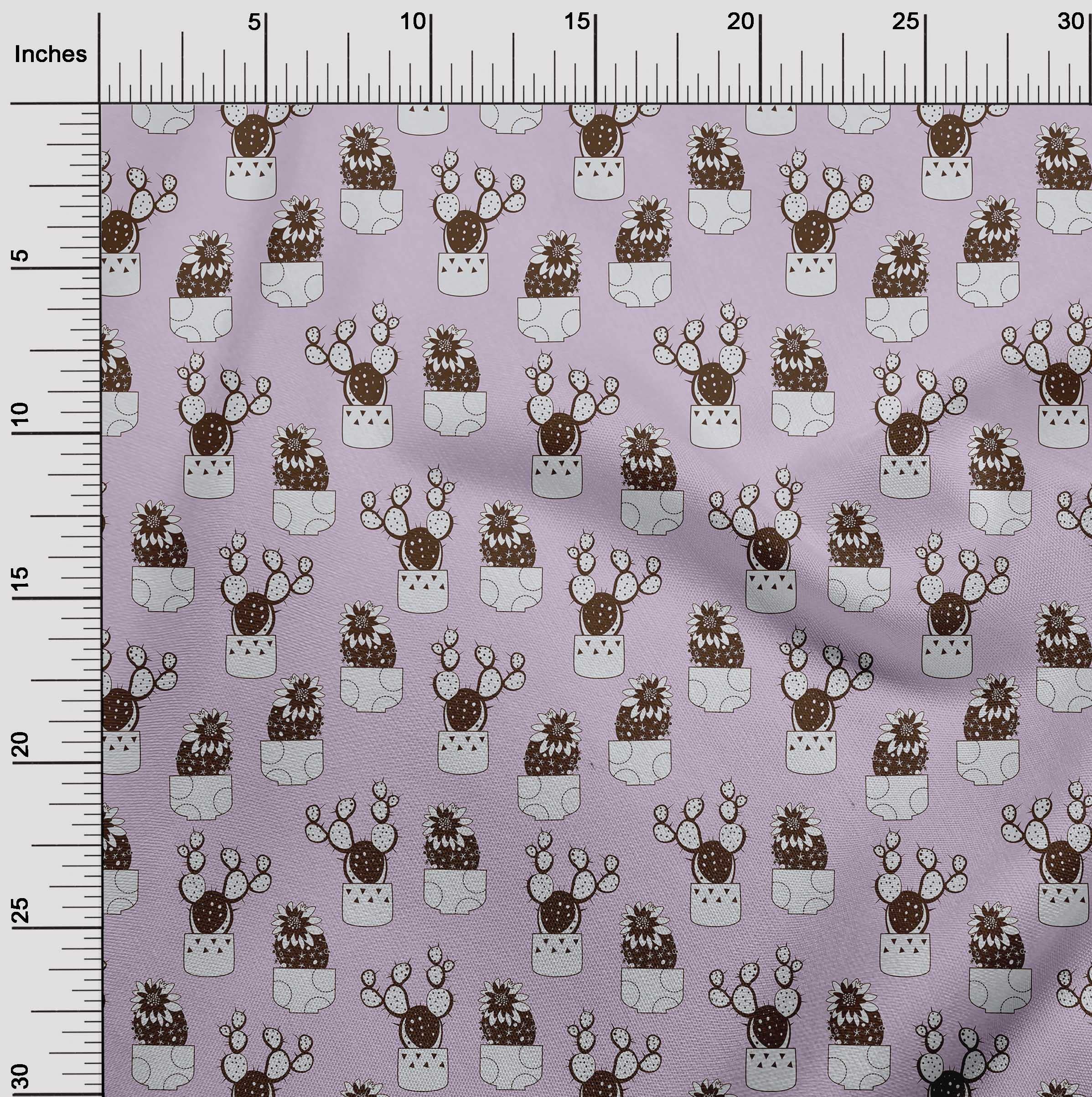 oneOone Cotton Cambric Pink Cactus Print Fabric by The Yard - 42 Inch Wide Soft Dress Material for DIY Summer Dresses, Skirts & Home Decor Projects