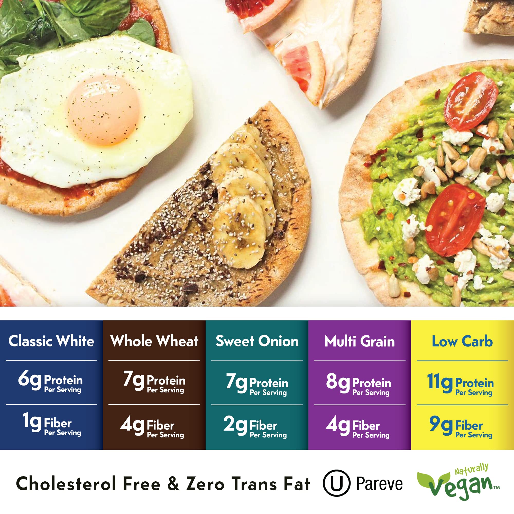 Toufayan Bakeries Whole Wheat Pita Bread - Vegan, Cholesterol Free, Kosher Certified (3 Pack, 18 Pitas) | Perfect for Sandwiches, Wraps & Mediterranean Meals