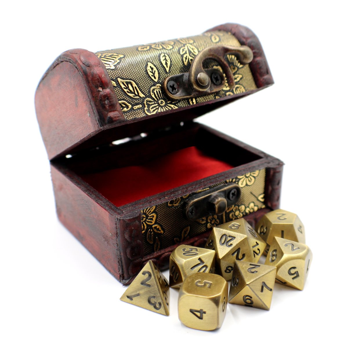 Premium Metal DND Dice Set with Gold Storage Box - Perfect for Roleplaying Games, Dungeons & Dragons, Tabletop RPG Adventures