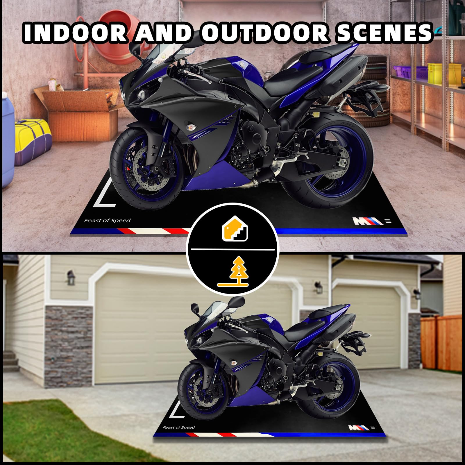 Premium Motorcycle Garage Floor Mat - Heavy Duty Absorbent Oil Pad for Spills, Drips & Stains - 31