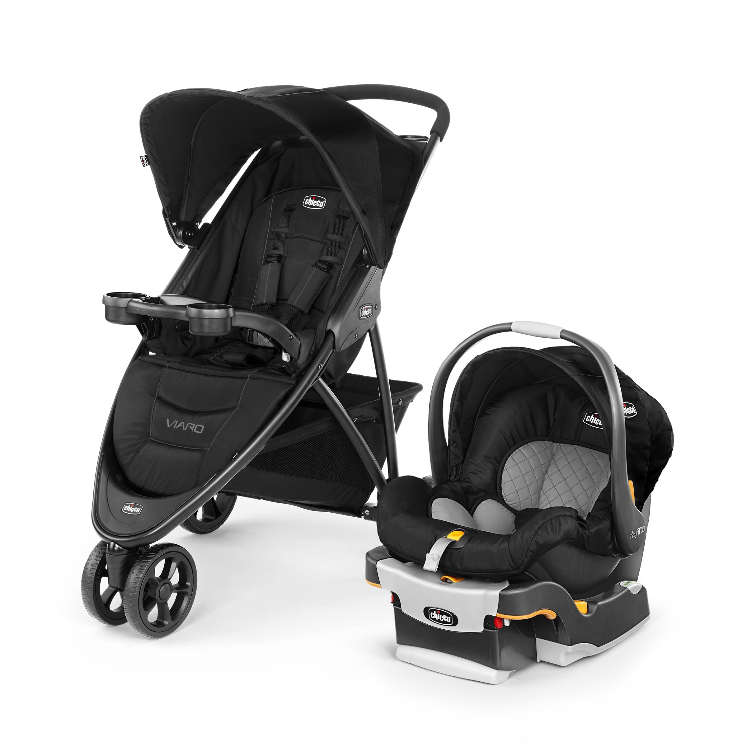 Viaro Quick-Fold Travel System with Infant Car Seat & Base - Lightweight Stroller & Car Seat Combo for Newborns | Black/Black | Perfect for Air Travel, Road Trips & Daily Use