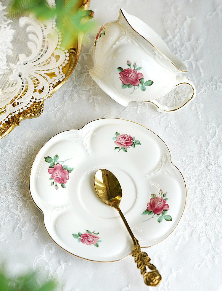 Elegant British Royal Rose Bone China Porcelain Tea Cup Set - Ceramic Coffee & Afternoon Tea Cups with Saucer in Gift Box - Perfect for High Tea, Bridal Showers & Luxury Home Decor