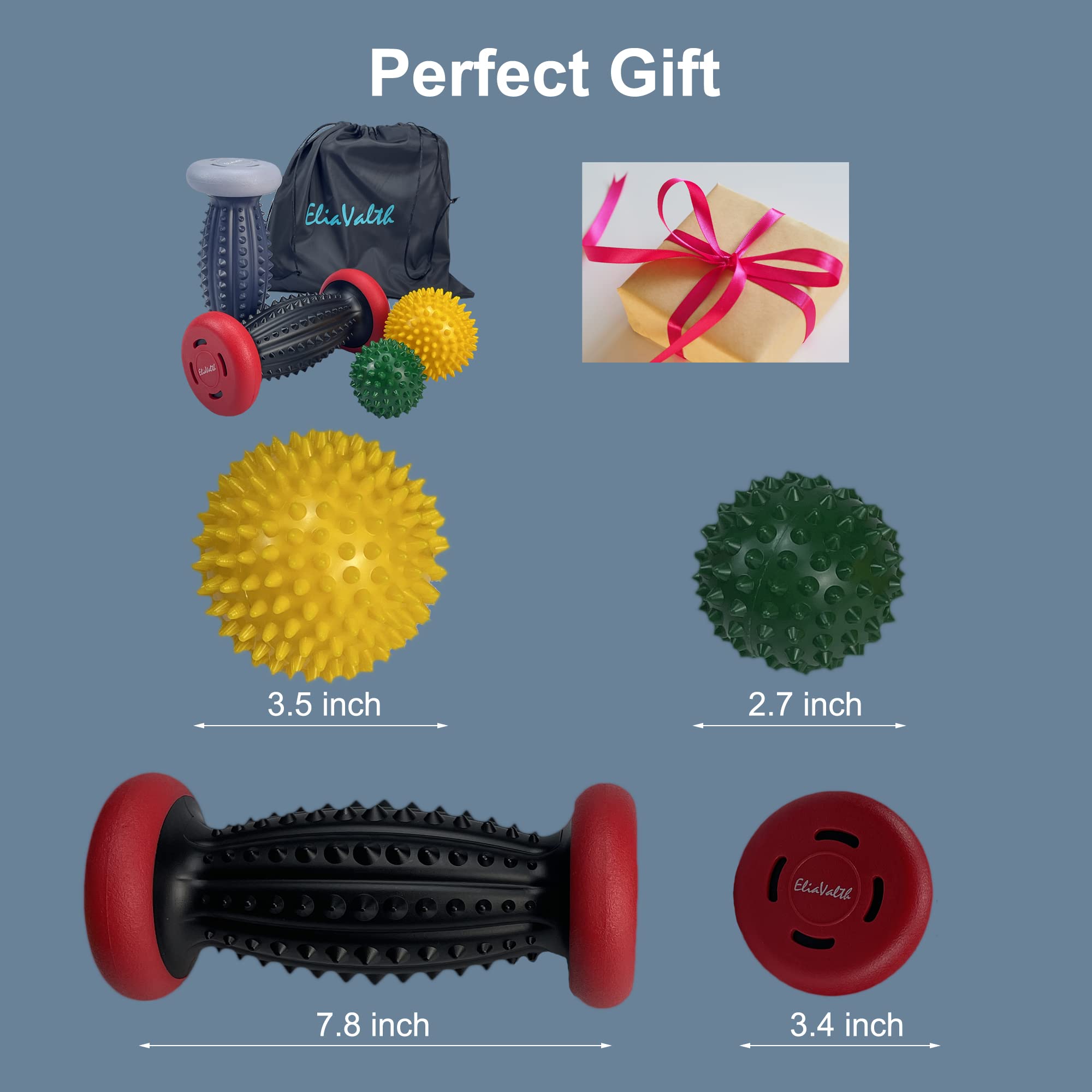 Plantar Fasciitis Foot Roller & Massage Balls Set - Deep Tissue Therapy for Neuropathy Pain Relief, Muscle Recovery & Reflexology - Perfect for Athletes, Runners & Office Workers (Includes 2 Rollers + 2 Spiky Balls) - Use After Workouts, Long Standing or Desk Work for Instant Relief