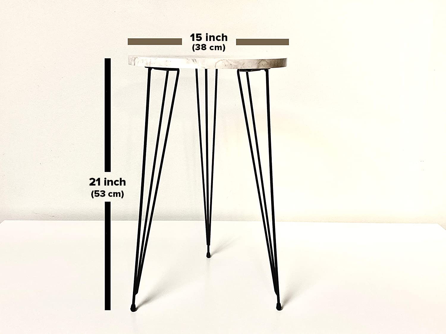PAK HOME - Set of 2 White Marble Look Round Wood End Tables - Modern Side Coffee Tables for Small Spaces, Nightstand Bedside Table - Perfect for Living Room, Bedroom & Studio Apartments