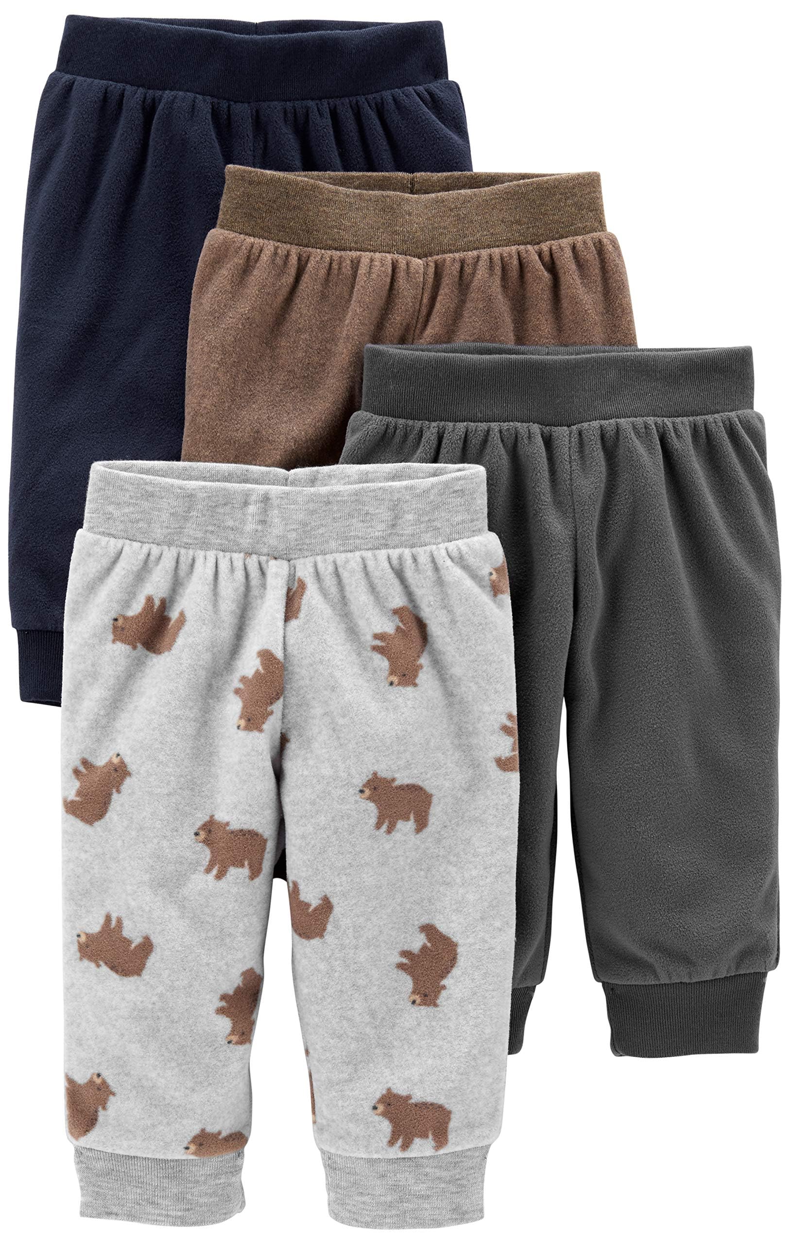 Simple Joys by Carter's Unisex Baby 4-Pack Fleece Pants - Soft & Warm Winter Sleepwear for Newborns & Toddlers - Perfect for Playtime, Naptime & Cold Weather Outings