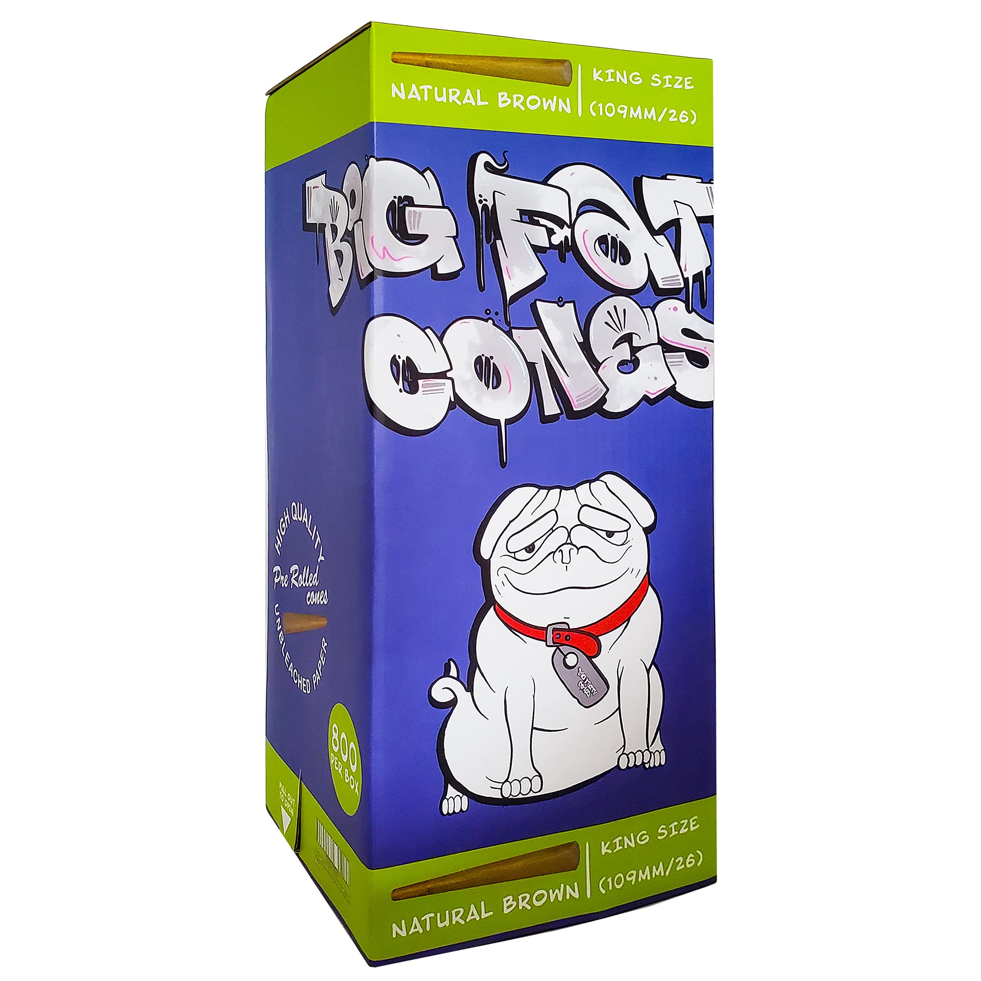 Big Fatty Cones - 109MM Pre Rolled Cones Bulk | Natural Brown Unbleached Rolling Papers | King Size (800 Count) for Smooth Smoking Experience | Perfect for Herbal Blends, Tobacco & CBD Use at Home or On-the-Go