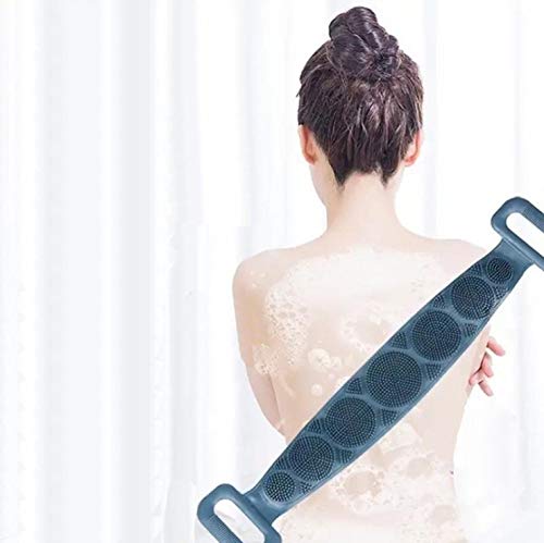 Naidev Long Exfoliating Silicone Bath Towel - Back Scrubber & Massage Brush for Deep Cleansing & Skin Renewal (Gray) | Perfect for Shower, Spa & Body Care Routine