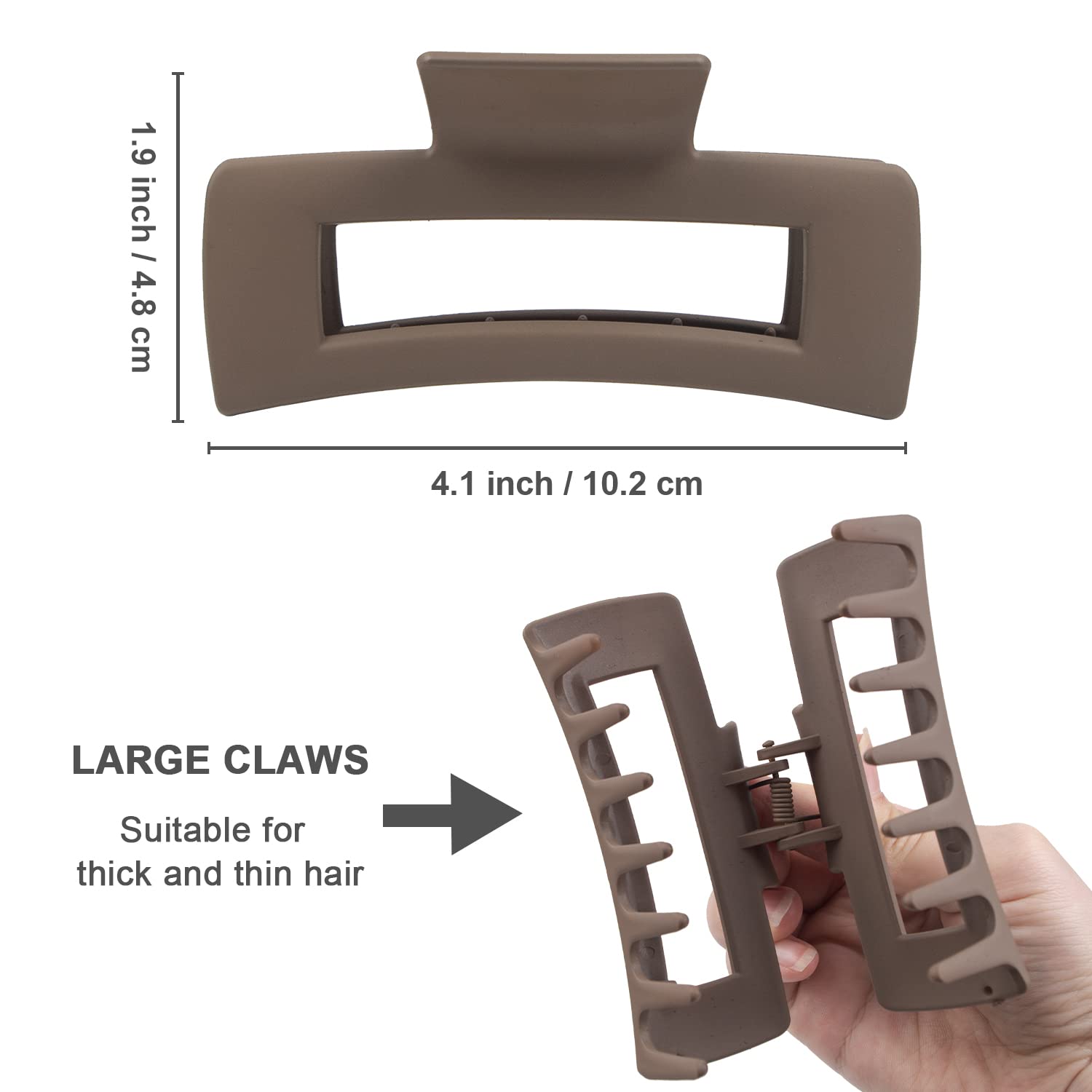 MAORULU Large Hair Claw Clips for Thick Hair - Strong Hold Banana Clips for Women & Girls (Brown, 1-Pack) - Perfect for Updos, Ponytails & Everyday Hairstyles