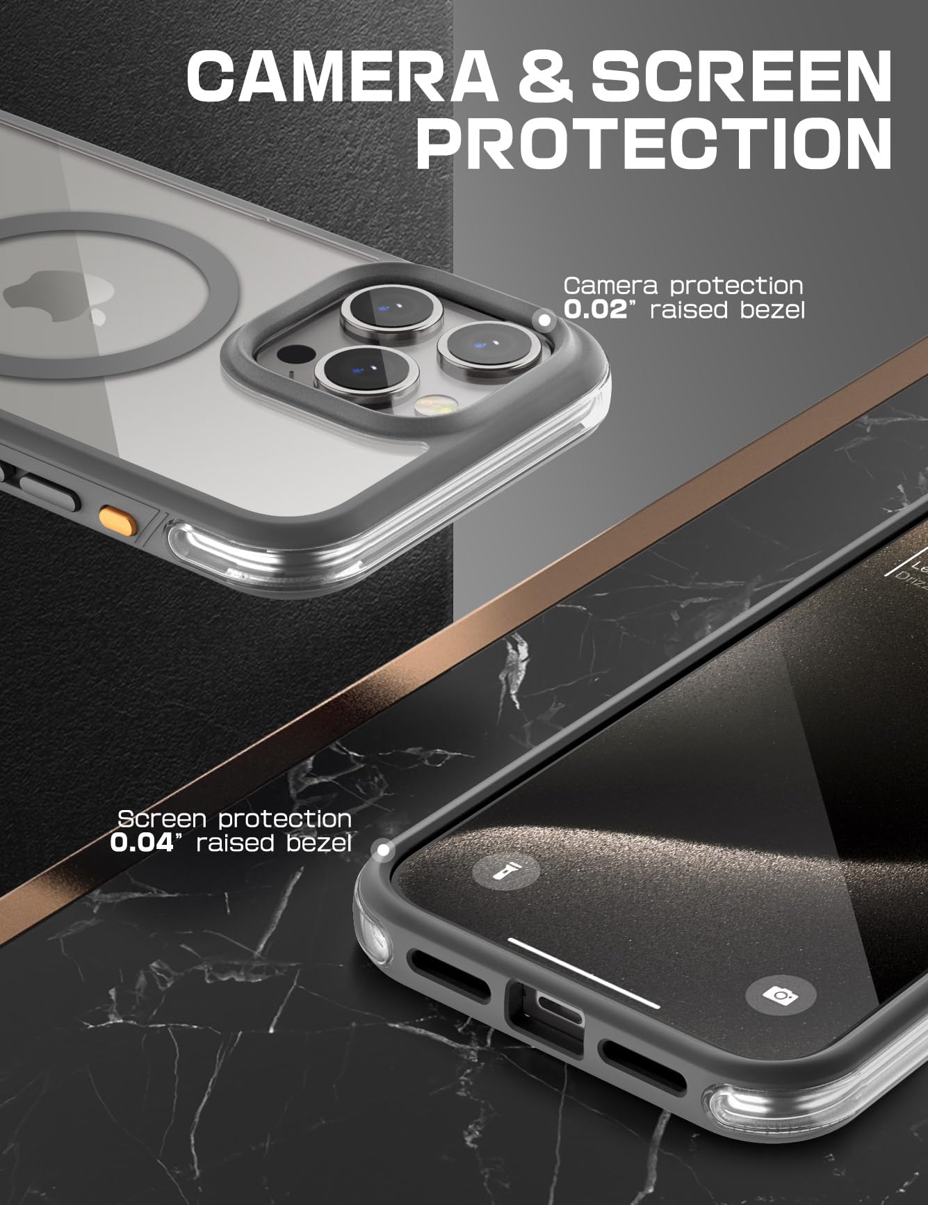 SUPCASE Magnetic Phone Case for iPhone 15 Pro Max - Military-Grade Shockproof Slim Clear Protective Cover with MagSafe | Perfect for Outdoor Activities, Work & Everyday Use (Gray)