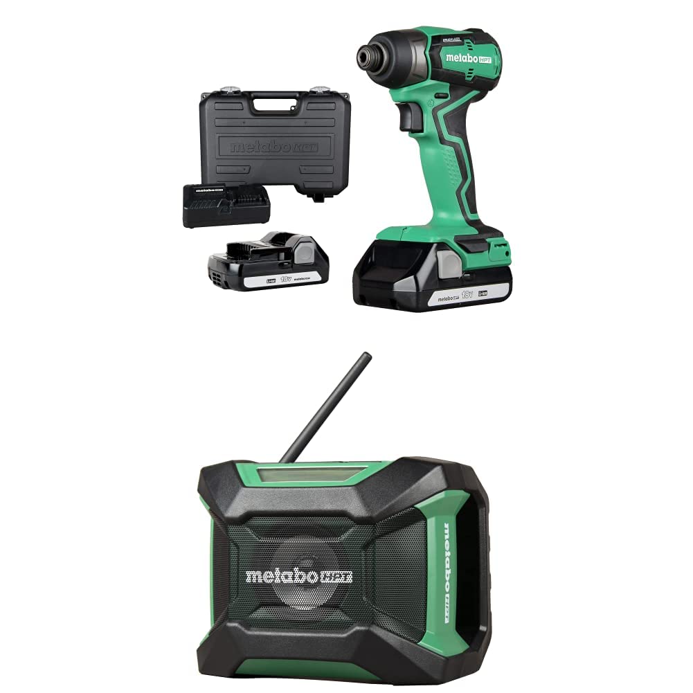Metabo HPT 18V Cordless Impact Driver with MultiVolt™ Technology & Bluetooth Radio - Powerful Tool for DIY Projects, Construction, and Home Repairs