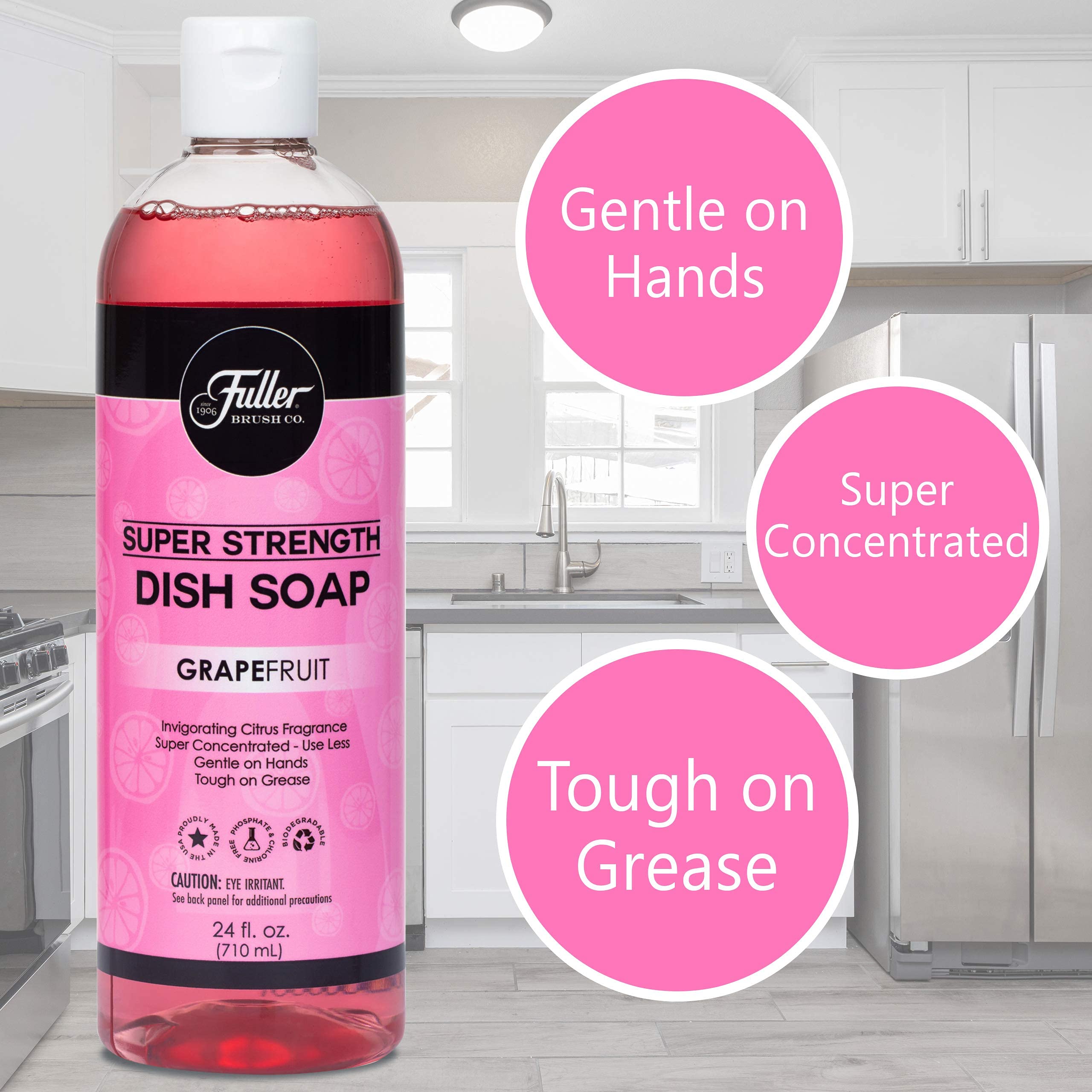 Fuller Brush Super Strength Dish Soap - Concentrated Formula Saves Money (6 Pack) | Grapefruit Scent | Cuts Grease on Dishes, Glassware, Silverware, Pots, Pans & Countertops | Ideal for Kitchen, Restaurant & Commercial Use