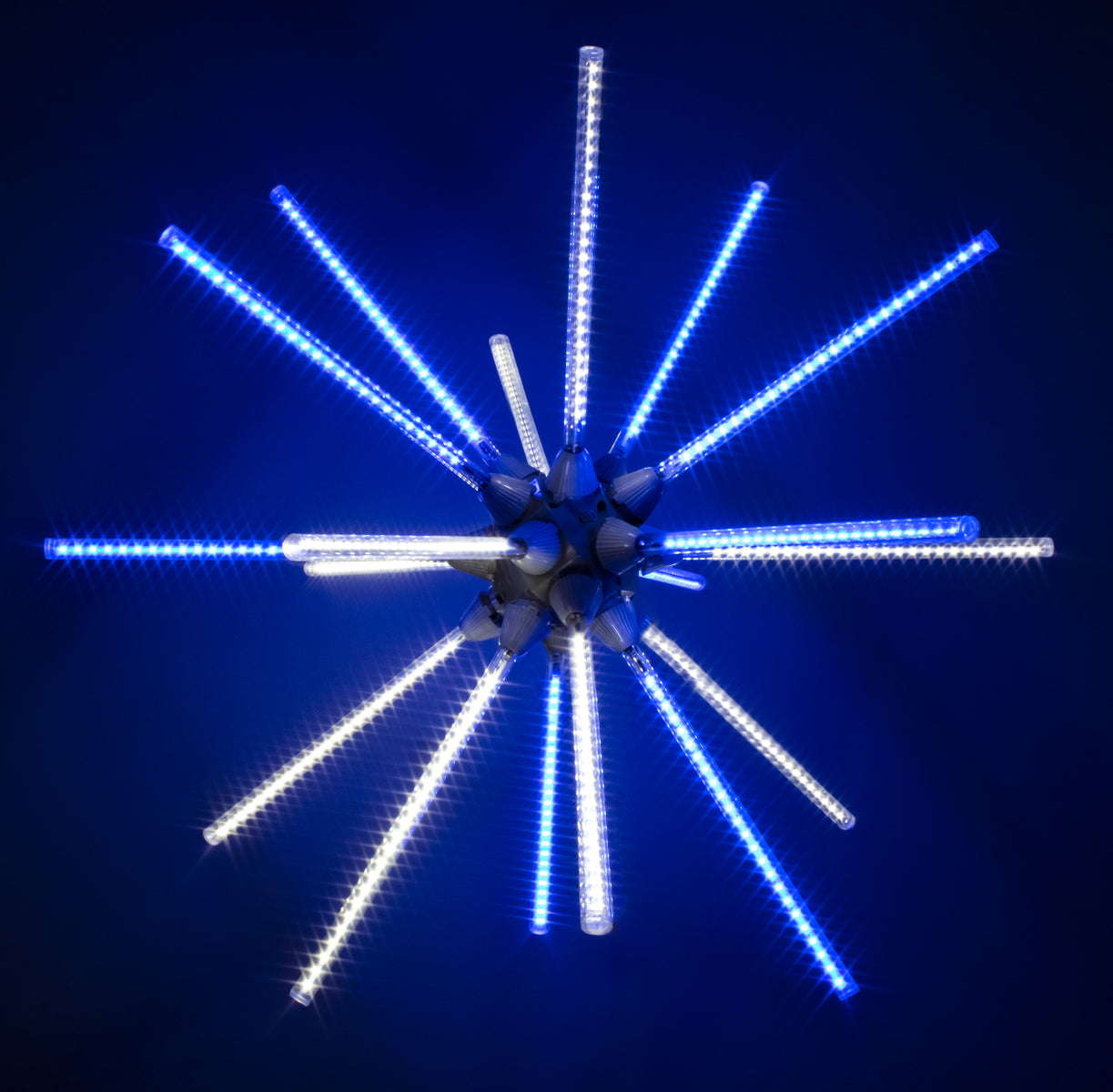 24 Pack Animated Blue and White LED Starburst Lights - Indoor/Outdoor Holiday Decorations for Christmas, Parties, and Events