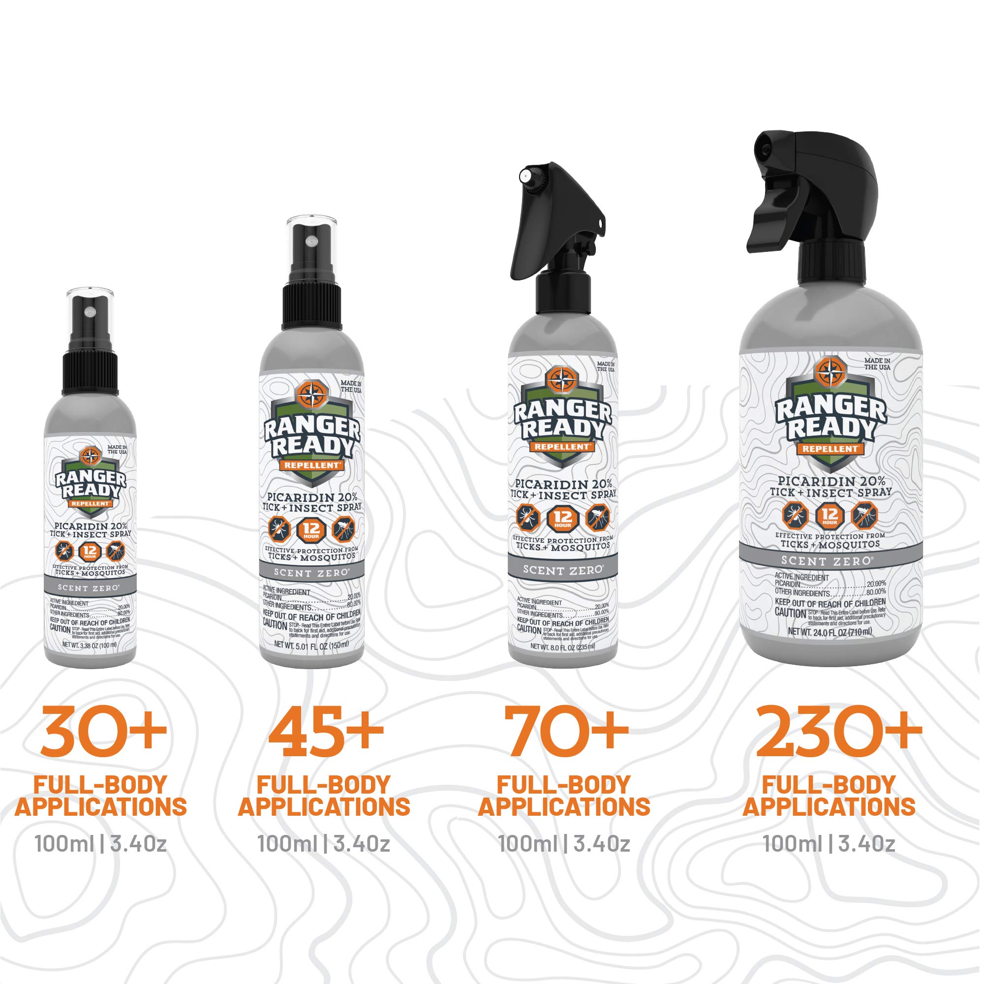 Ranger Ready Picaridin Insect Repellent Spray - DEET-Free, Travel Size (3.4 Oz) | Orange Scent | Outdoor Protection for Camping, Hiking & Travel | Mosquito & Tick Repellent