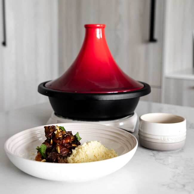 Le Creuset 2.3 Quart Cerise Red Enameled Cast Iron Moroccan Tagine - Authentic Clay Pot for Slow Cooking, Stews & Traditional North African Dishes - Perfect for Home Chefs & Dinner Parties