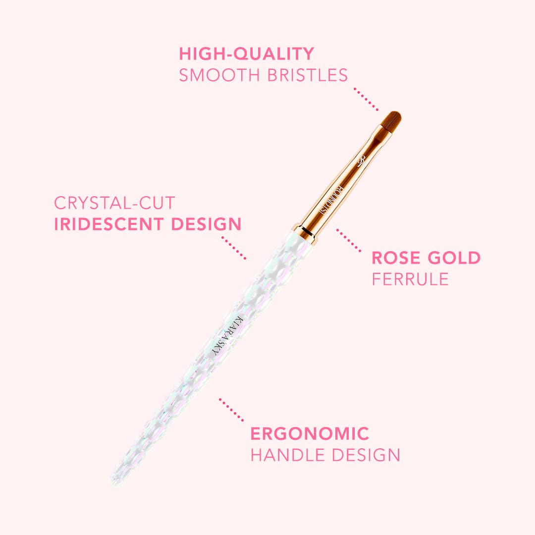 Kiara Sky Gel Nail Art Brush Set - Professional Nail Cleaner Tools for Acrylic & Gel Polish - Long Lasting Nail Art Brushes for Women - Perfect for Salon, Home Manicures & DIY Nail Designs (S Round, Clear)