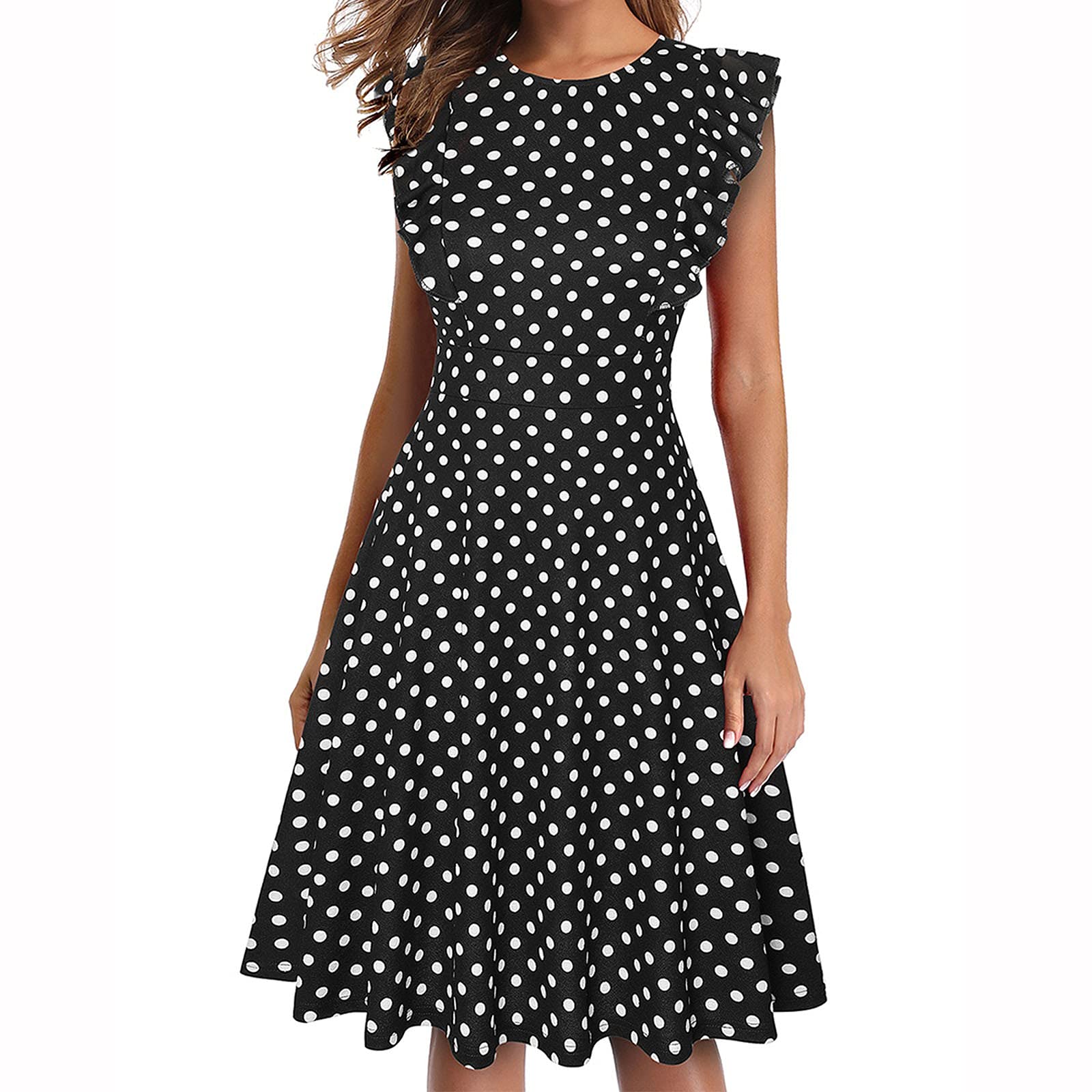 Vintage Floral Print Smocked Midi Dress for Women - Summer Casual Loose Fit A-Line Elastic Waist Cocktail Dress - Perfect for Brunch, Beach Outings & Date Nights