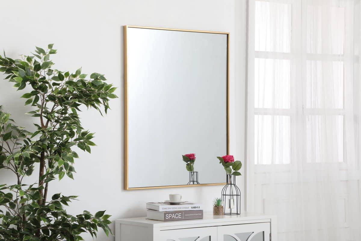 30x36 Inch Blue Metal Frame Rectangle Wall Mirror - Elegant Home Decor for Living Room, Bedroom & Bathroom
