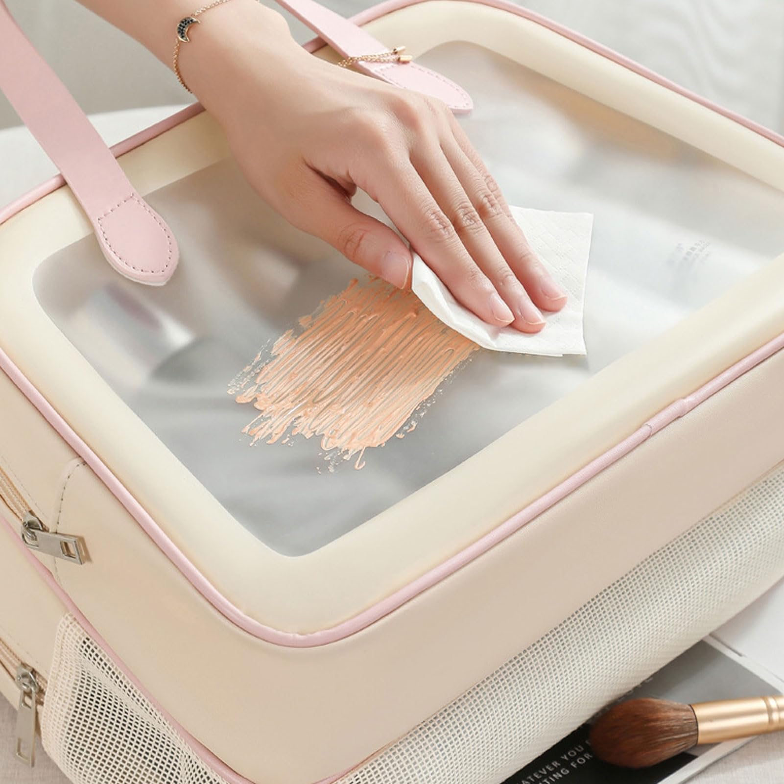Matte Translucent Toiletry Bag - Waterproof Cosmetic Organizer for Travel & Camping