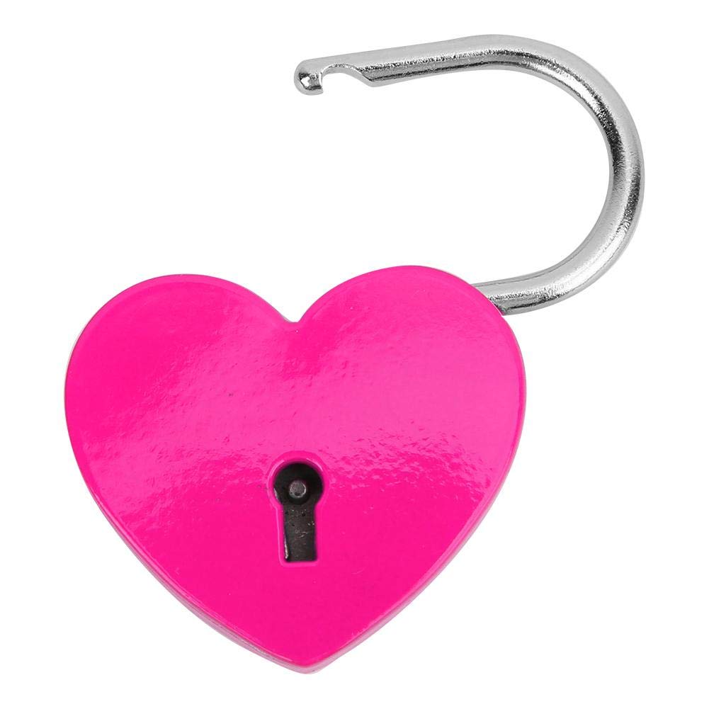 Colorful Mini Heart Padlock with Key - 45x59mm Rose Red Metal Lock for Jewelry Box, Storage Box, Diary, Gift, Travel Luggage & Romantic Keepsakes