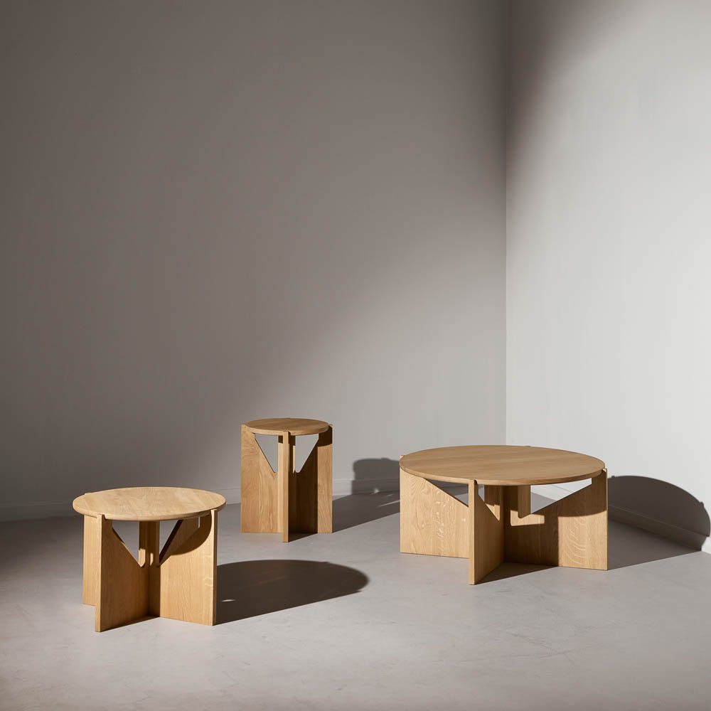 KRISTINA DAM STUDIO Solid Oak Stool - Warm Oak Finish - Modern Wooden Bar Stool for Kitchen, Dining Room & Home Decor