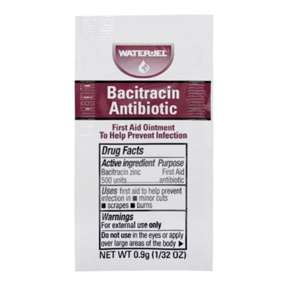 Waterjel Bacitracin Antibiotic Ointment - First Aid Wound Care Treatment (25 Count) - Ideal for Cuts, Burns, and Minor Skin Injuries