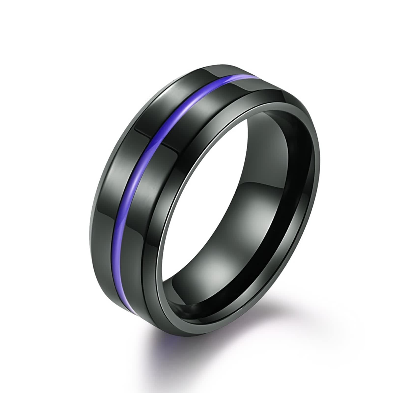 Men's Wedding Bands - Blue Stainless Steel Epoxy Ring Size 10 for Men & Women - Durable & Stylish Wedding Jewelry - Perfect for Anniversaries, Engagements & Thanksgiving Gifts