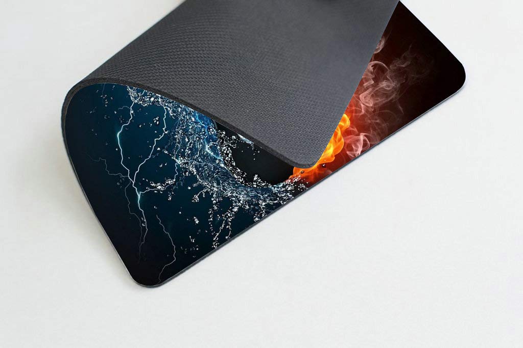 Electric Guitar Fire and Water Design Gaming Mouse Pad - Premium Non-Slip Mousepad with Stunning Elemental Illustration for PC Gamers & Music Lovers - Perfect for Gaming Setups, Home Office & Studio Workspaces