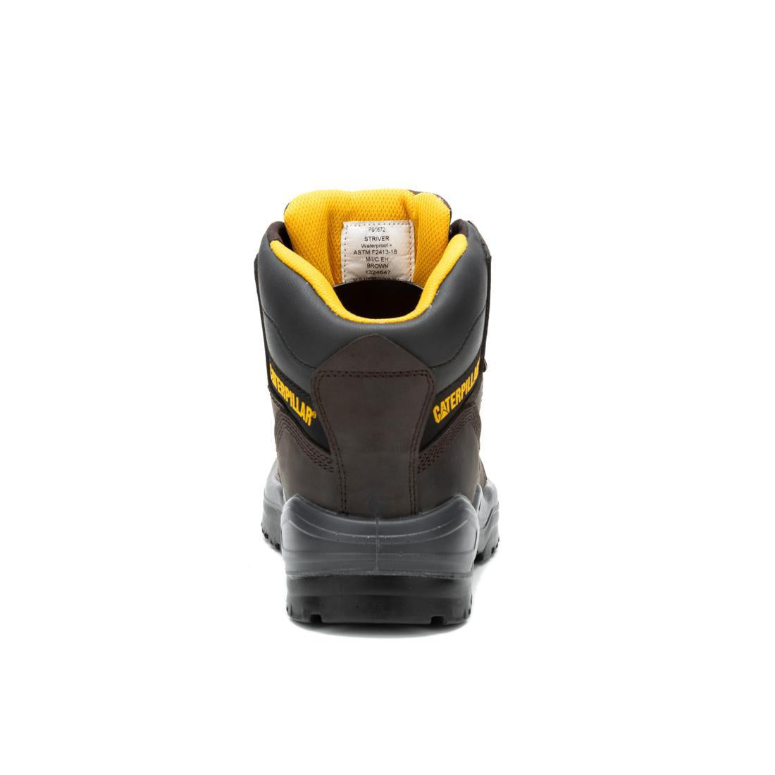 Striver Men's Waterproof Steel Toe Work Boots - Brown Safety Shoes for Construction, Hiking & Outdoor Work - Slip Resistant & Comfortable