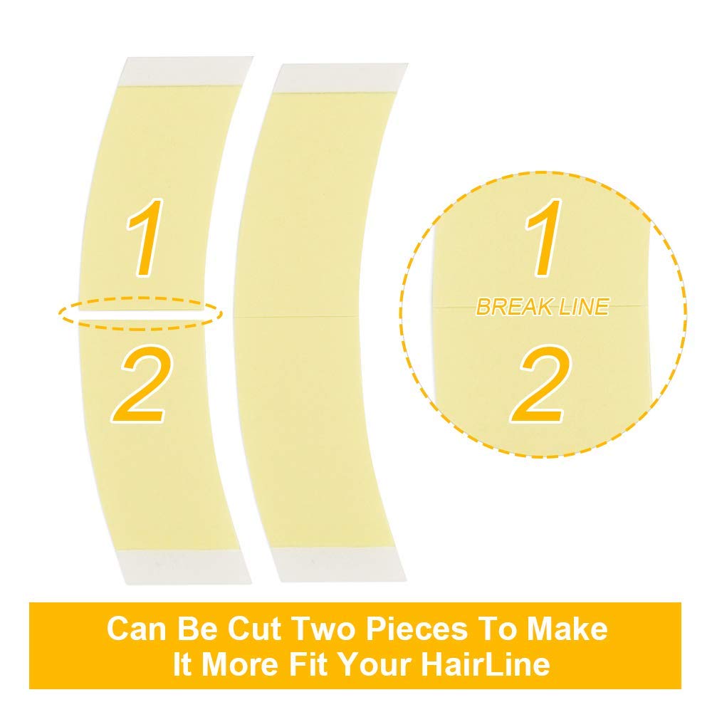 CREATE BEAUTY Lace Front Wig Tape - 36 Pieces Waterproof Strong Hold Double Sided Adhesive for Wigs (Yellow) | Secure All-Day Wear for Cosplay, Daily Use & Special Occasions