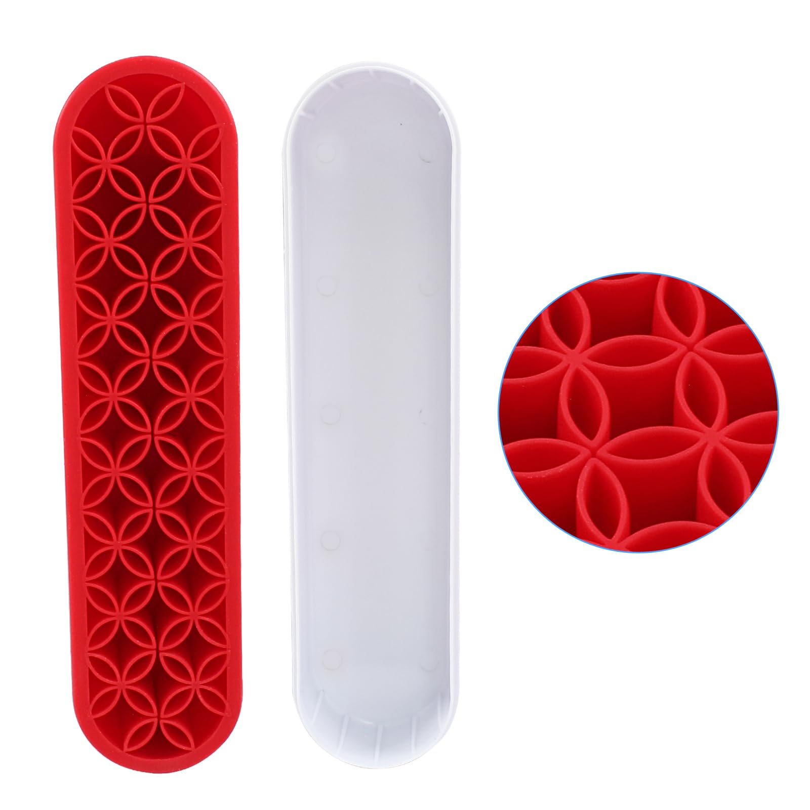 **Red Silicone Makeup Brush Holder Box - Multi-Purpose Storage Stand for Makeup Brushes, Art & Craft Supplies, Painting Pens - Perfect for Vanity, Travel & Artist Studio Organization**