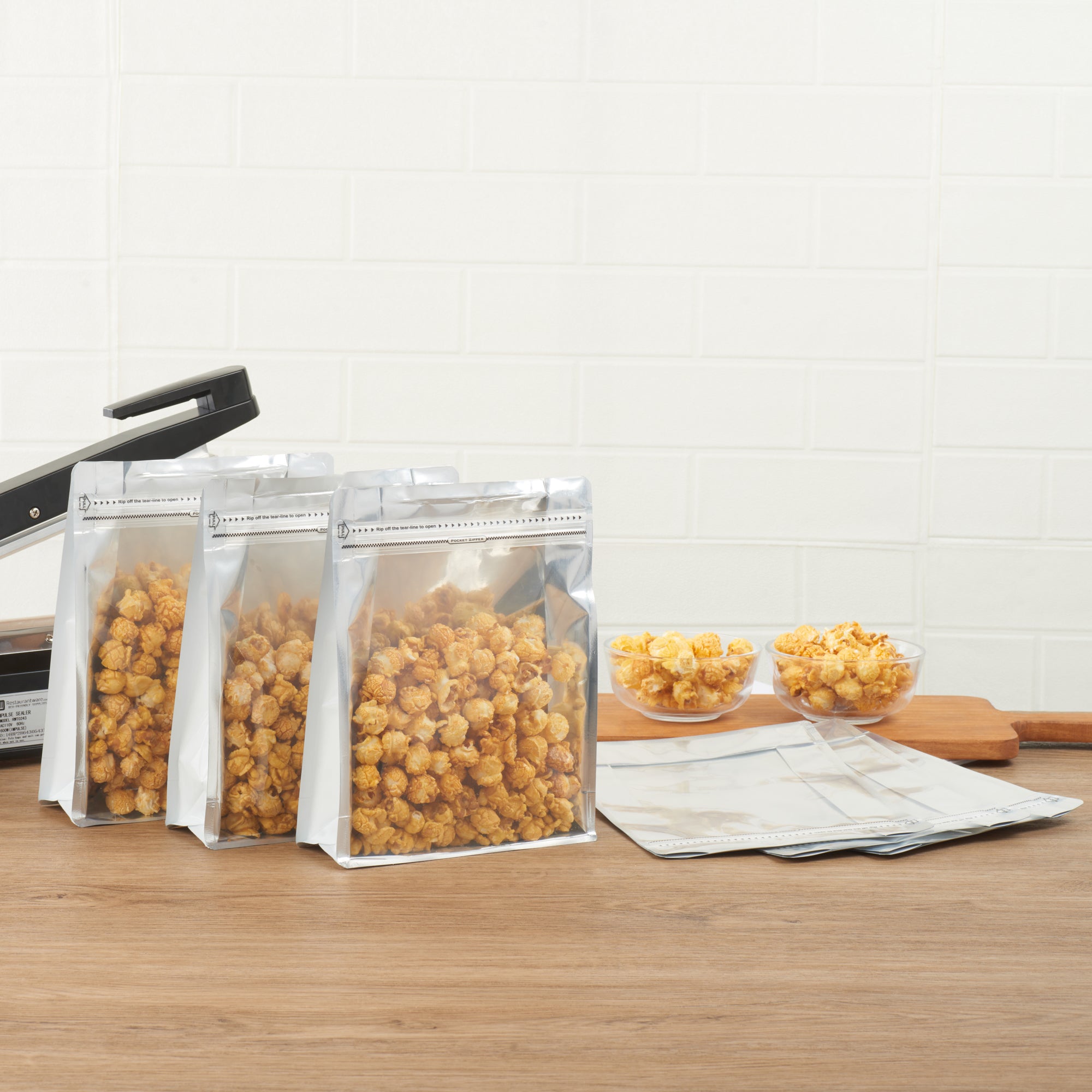 Premium White Plastic Large Snack Bags - Double Seal, Rip Lock & Heat Sealable (9.5