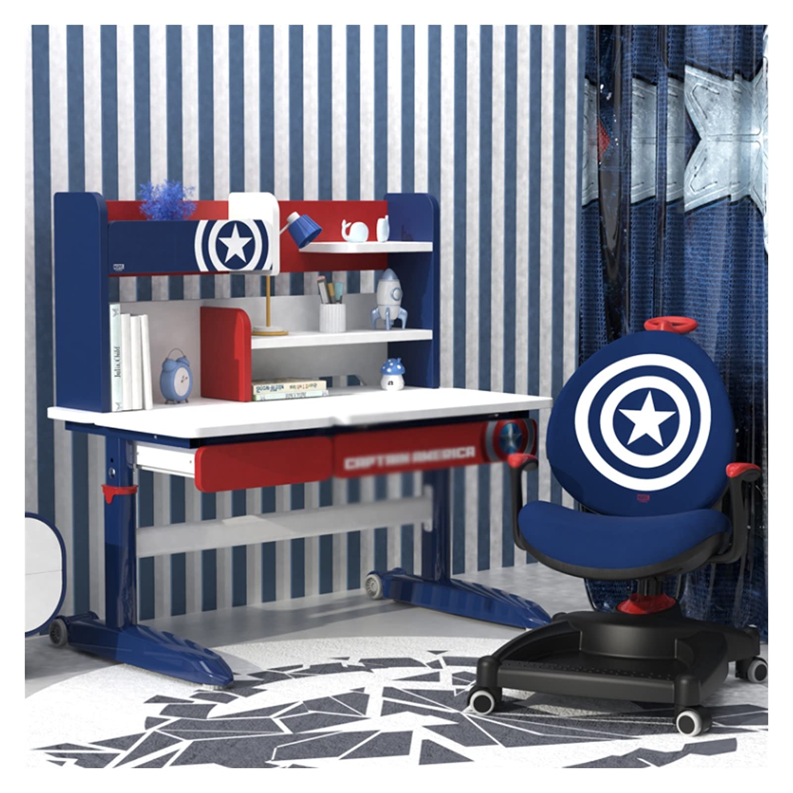 Adjustable Height Kids Study Desk and Chair Set - Ergonomic Primary School Writing Table for Home Learning, Children's Homework Desk (Size D) - Perfect for Online Classes, Homework & Crafting
