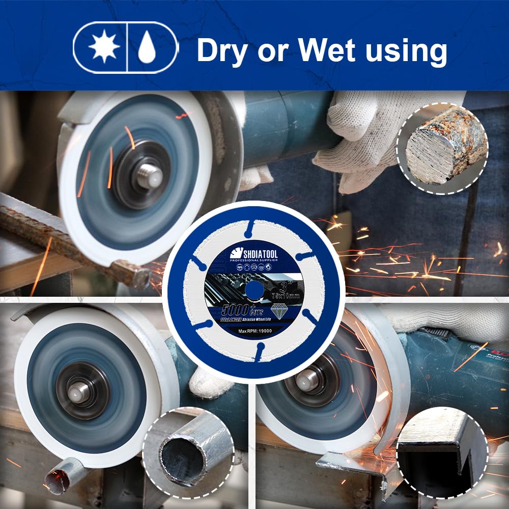4-1/2 Inch Diamond Cut-Off Wheel for Metal Cutting - 115mm Abrasive Saw Blade with 7/8-Inch Arbor - 5000 Cuts for Steel, Iron Rebar & Angle Steel - Perfect for Angle Grinder DIY Projects, Construction & Metal Fabrication