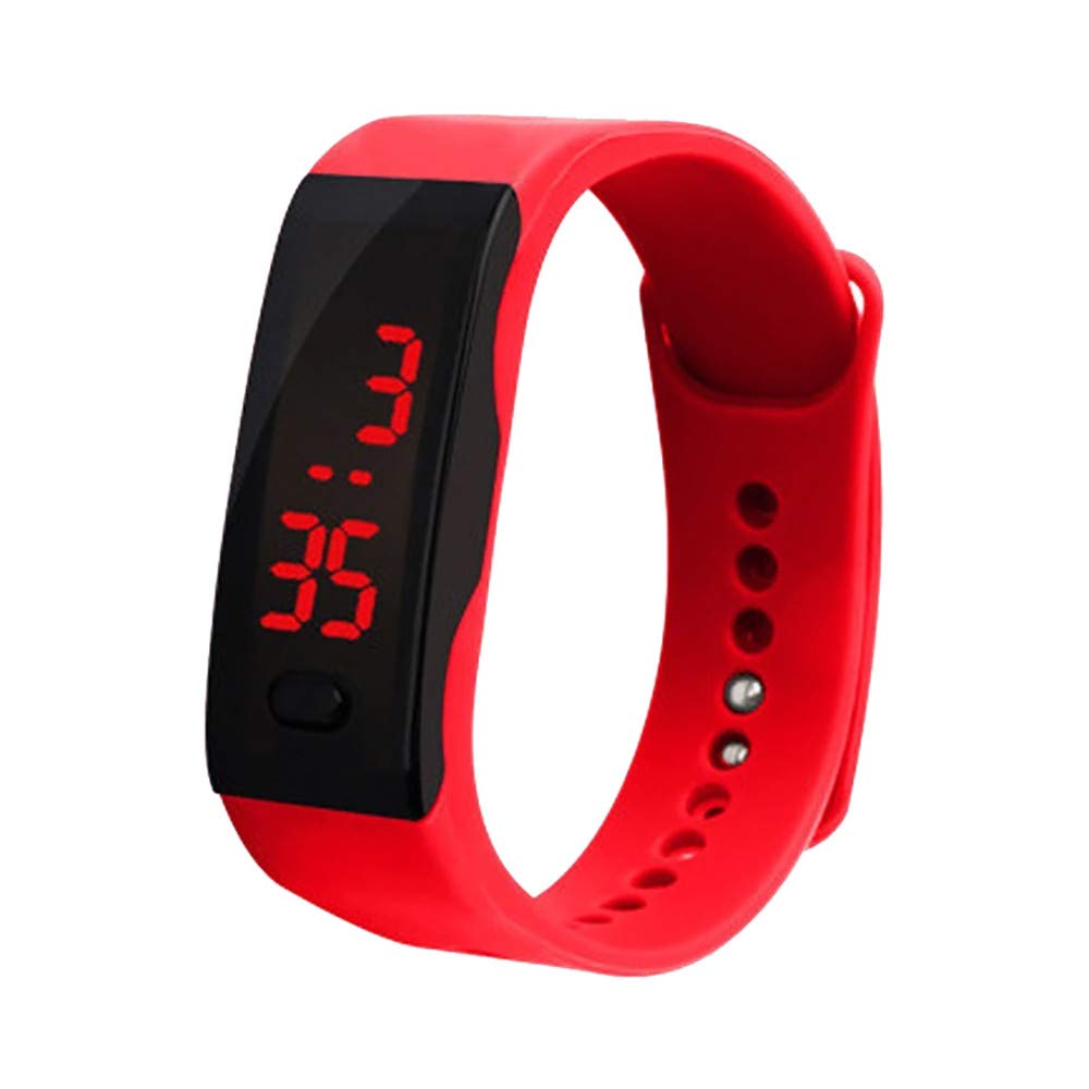 INNOVIERA Digital Sports Watch for Men & Kids - LED Display, Silicone Strap, Waterproof, Lightweight - Perfect for Running, Swimming, Gym & School Activities (Red, One Size)