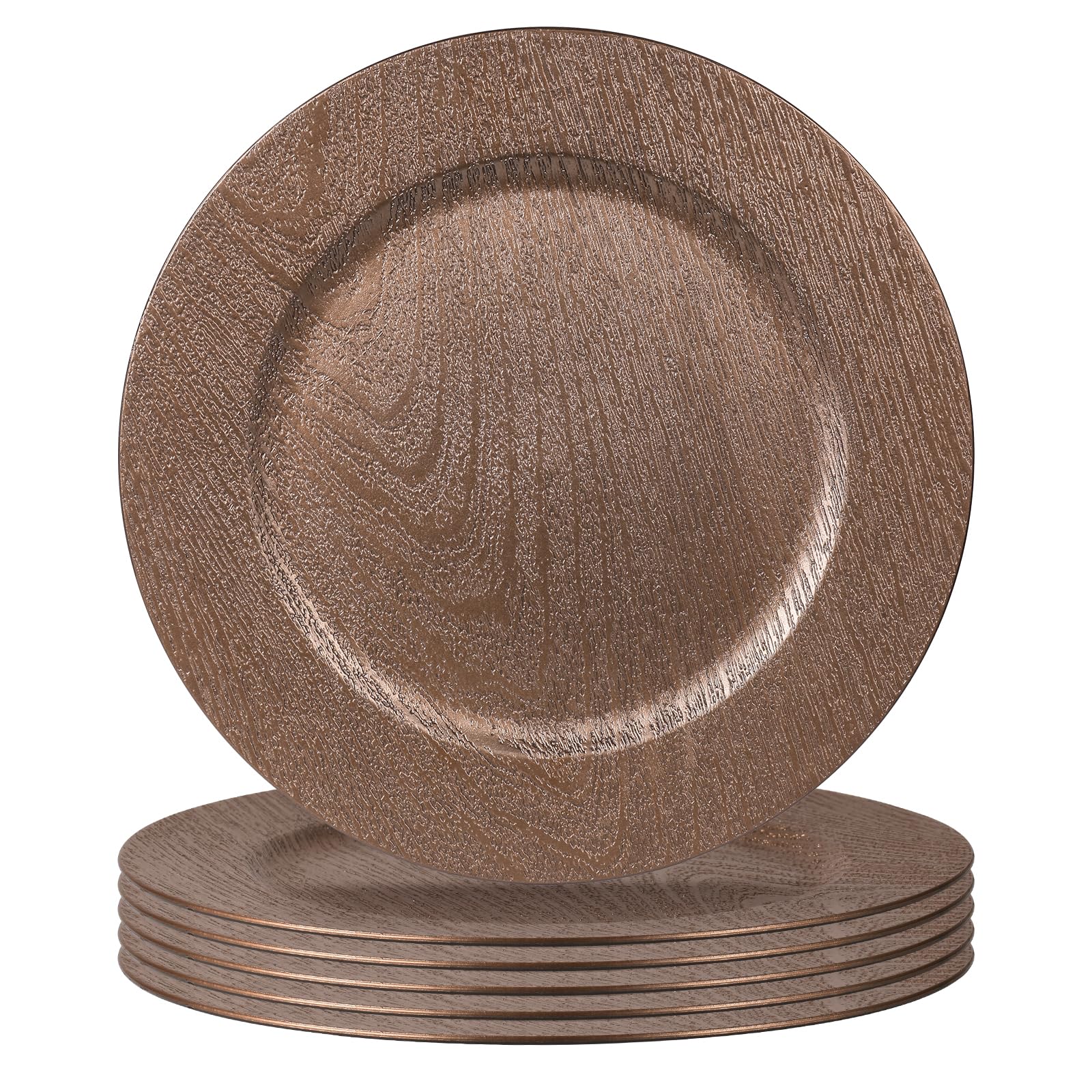 Premium Wood Charger Plates Set of 6 - Elegant Dinner Plate Chargers for Thanksgiving, Christmas, Wedding, Party & Holiday Events - Perfect for Formal Dining, Buffet Settings & Special Occasions