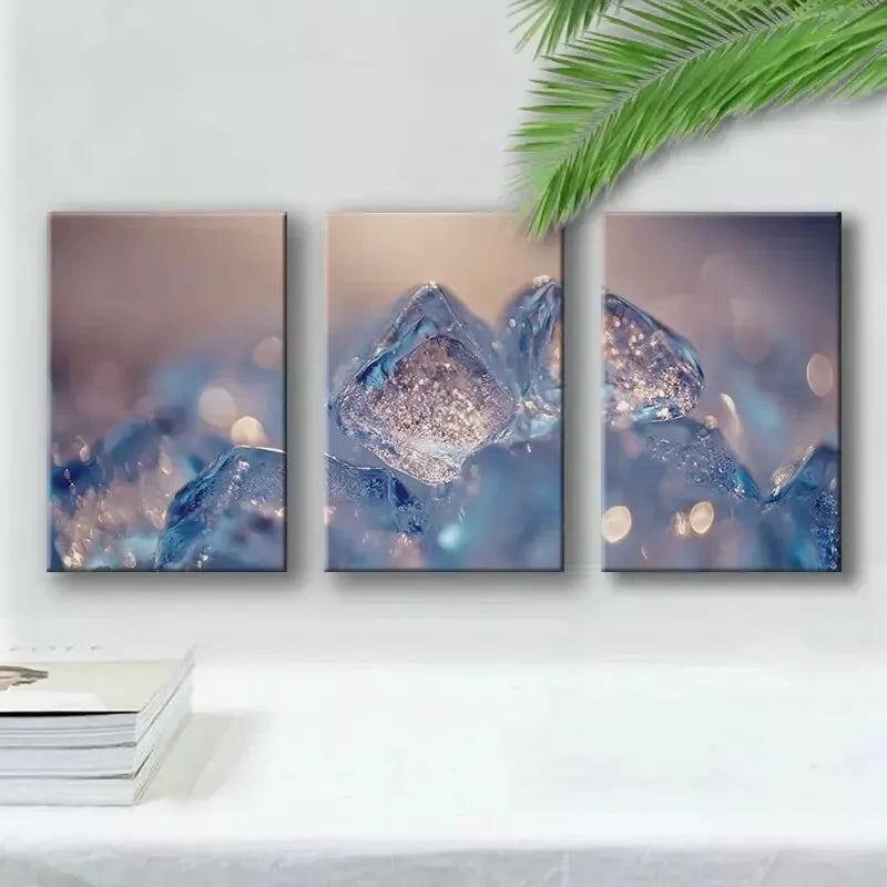 3-Piece Ice Cubes Canvas Wall Art Set - 40x60cm Framed High-Quality Print - 100% Australian Made - Ready to Hang - Perfect for Living Room, Bedroom & Office Decor