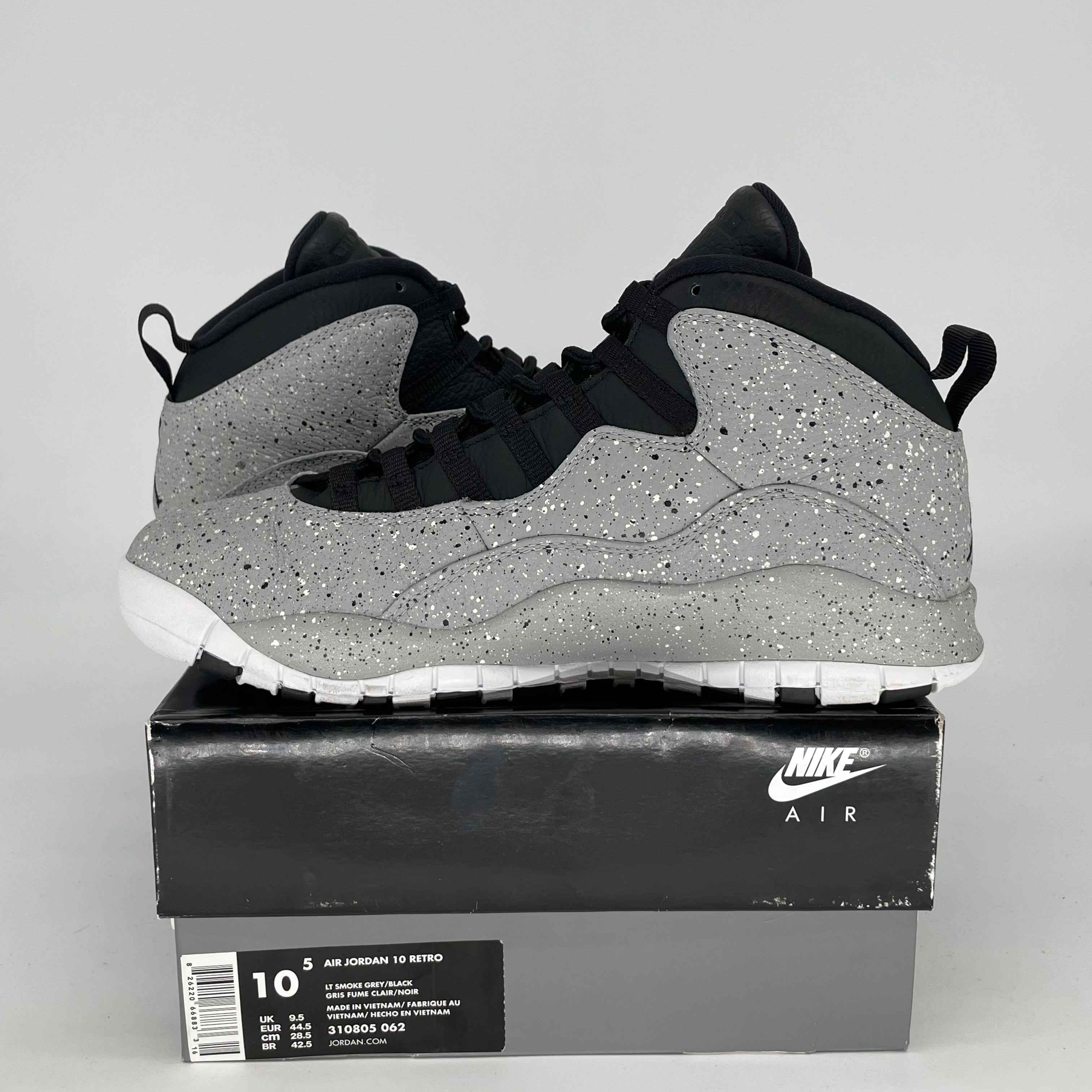 AIR JORDAN 10 Retro Light Smoke Grey Men's Basketball Shoes Size 10.5/12W (Style 310805-062) - Perfect for Streetwear, Sneaker Collection & Casual Wear