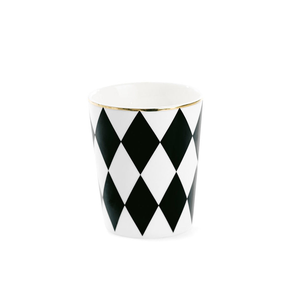 Ms Etoile Ceramic Coffee Mug with Black Harlequin Design - Perfect for Home, Office & Gift Giving