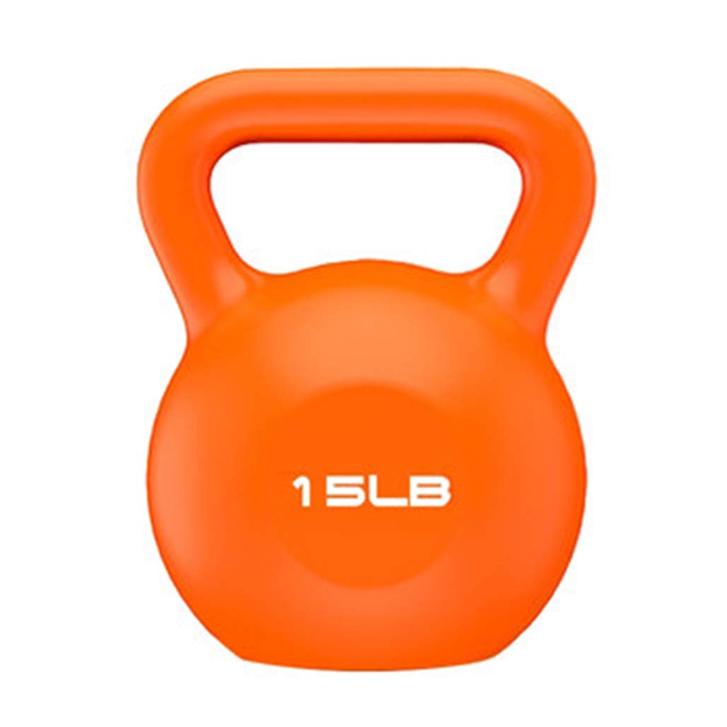 DPPAN Cast Iron Kettlebell Weight - 15lb Orange Fitness Equipment for Home Gym, Strength Training, Weightlifting & Bodybuilding | Perfect for HIIT, CrossFit, Functional Training & Fat Loss Workouts