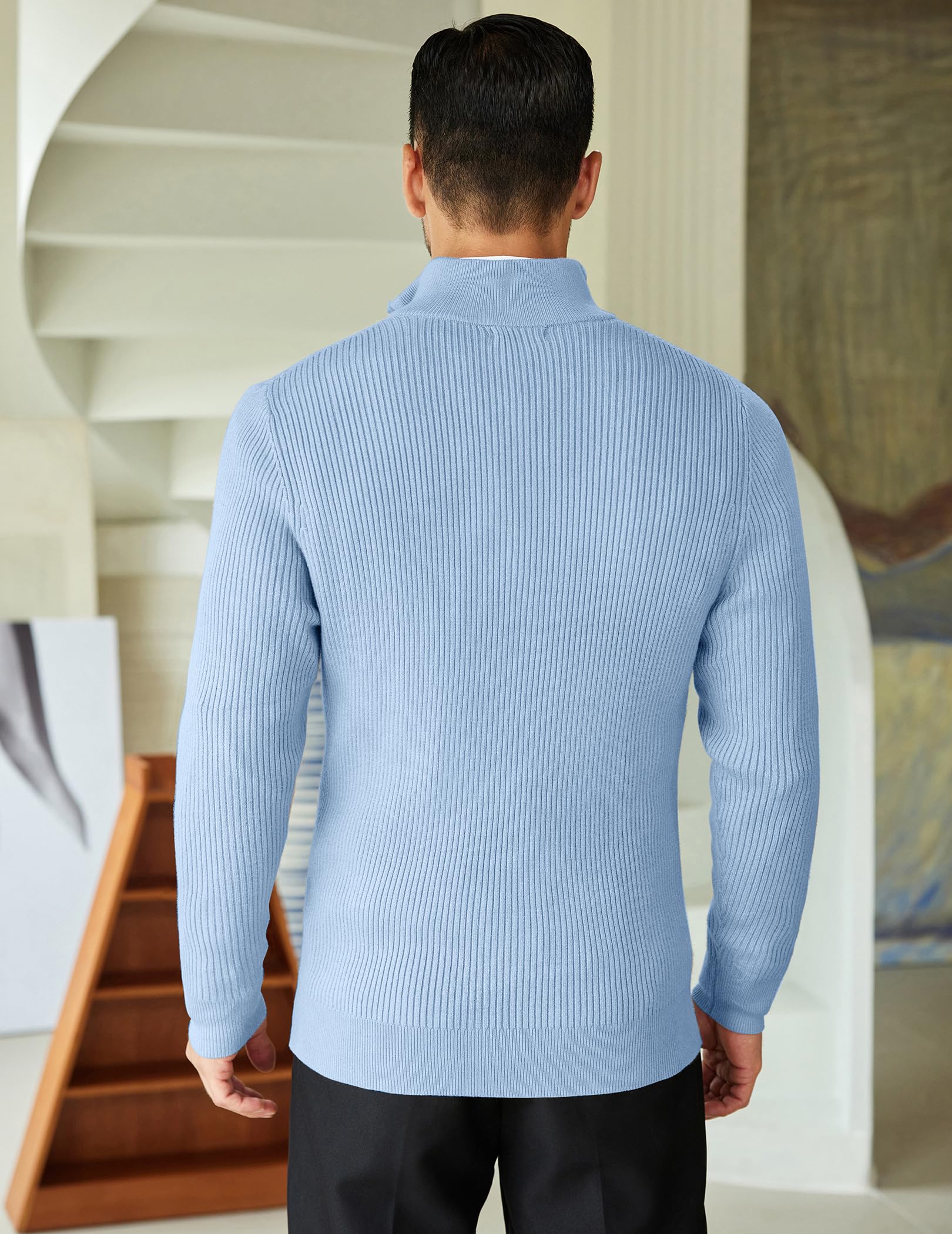 COOFANDY Men's Slim Fit Quarter Zip Sweater - Lightweight Knitted Mock Neck Pullover for Casual & Business Wear | Perfect for Office, Outdoors & Travel