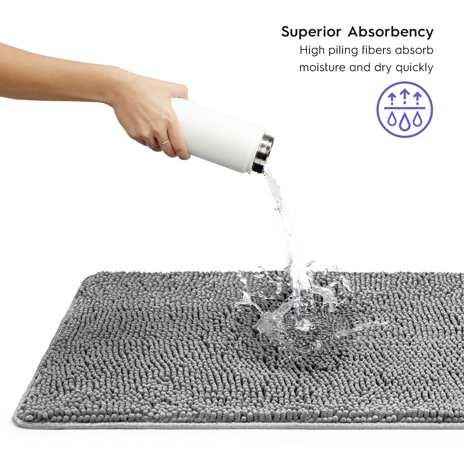 Premium Tafts Bathroom Rugs - Ultra Soft Chenille Microfiber Bath Mat with Extra Thick Memory Foam, Super Absorbent & Machine Washable, Non-Slip Shaggy Bathroom Rug (21