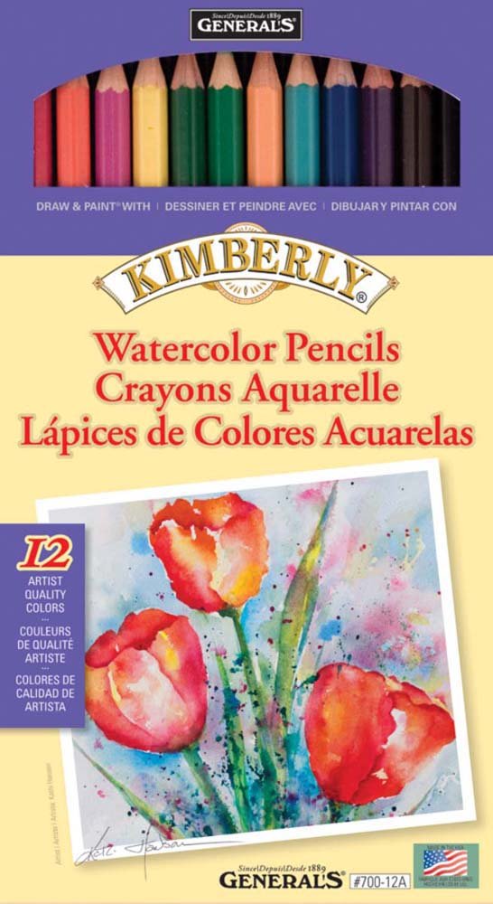 General Pencil 700-12A Kimberly 12-Piece Watercolor Pencil Set - 48 Count (Pack of 1), Multicolor - Perfect for Artists, Sketching & Watercolor Painting
