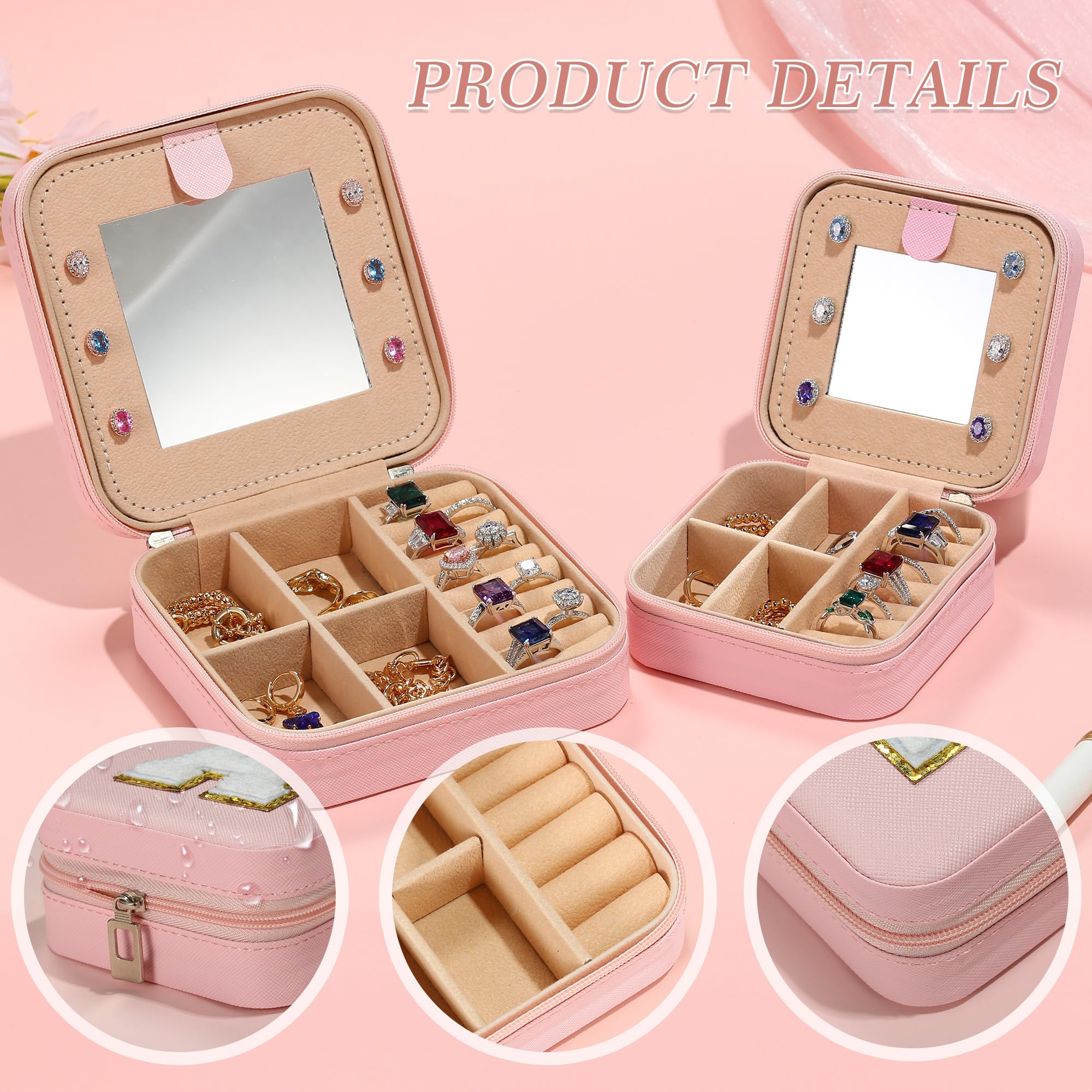 Personalized Jewelry Box Set for Girls - 2 Piece Travel Initial Jewelry Organizer | Perfect Birthday Gift for Teen Girls, Sisters & Nieces | Great for Travel, Home Decor & Jewelry Storage