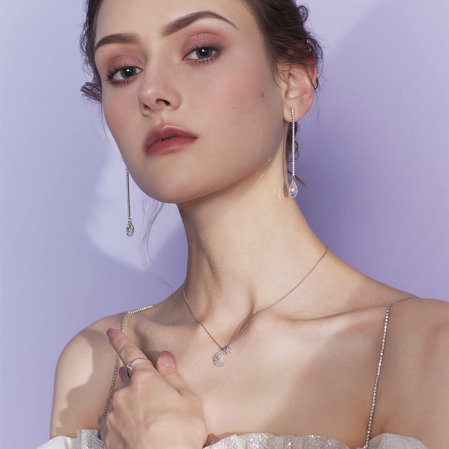 Meissa Teardrop Dangle Earrings for Women - Elegant Silver Statement Jewelry for Prom, Wedding & Bridal Accessories | Perfect for Evening Parties, Date Nights & Special Occasions