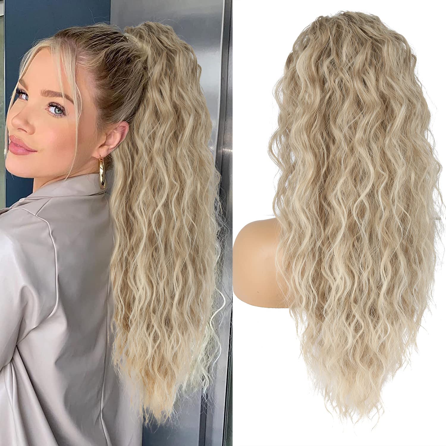 Ash Blonde Clip-In Ponytail Hair Extension 26