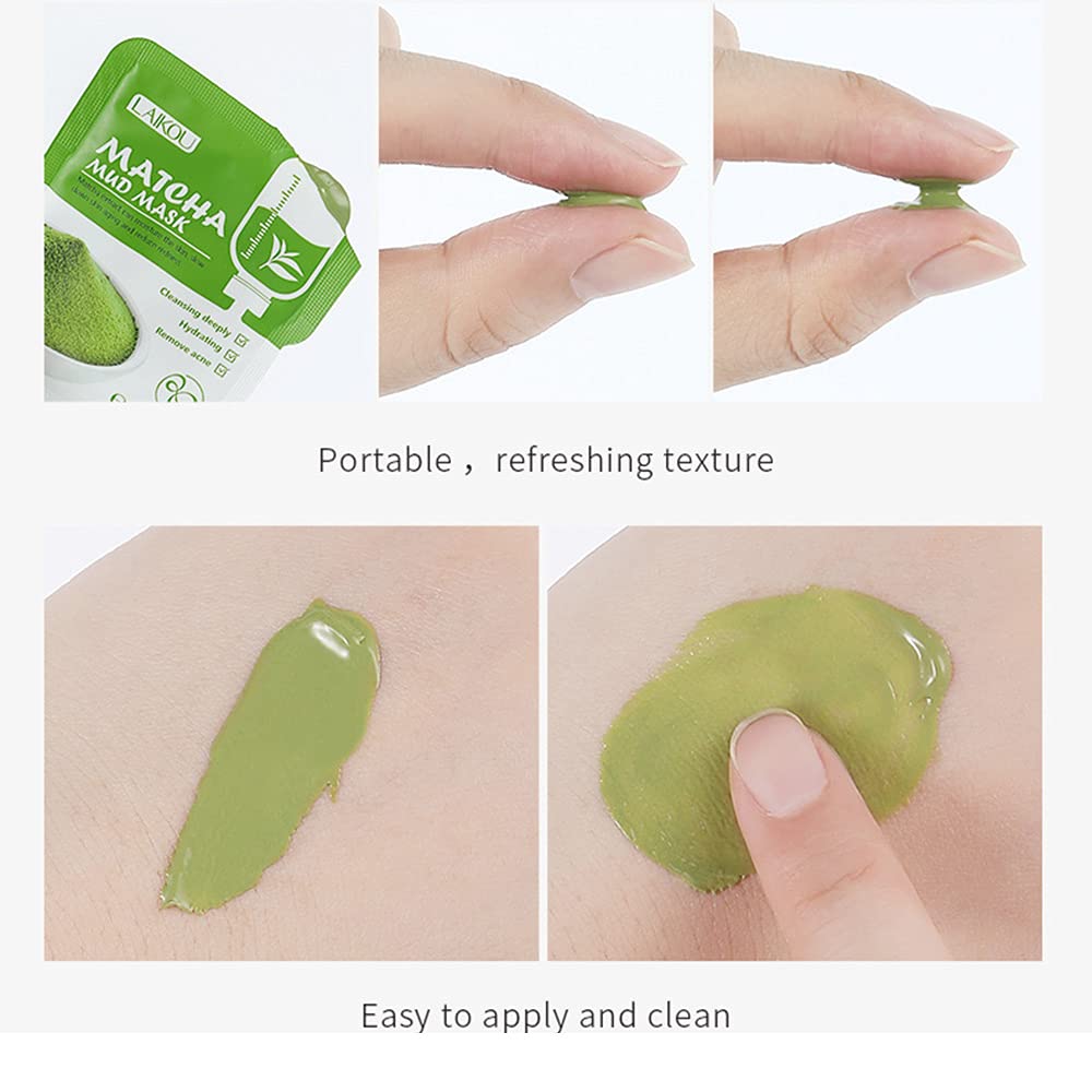 Organic Matcha Green Tea Face Mask - 12 Pcs Deep Cleansing Clay Mask for Acne, Blackheads & Pore Minimizing - Hydrating Skin Care Treatment for Oily & Sensitive Skin - Perfect for Spa Day & Self-Care Routine