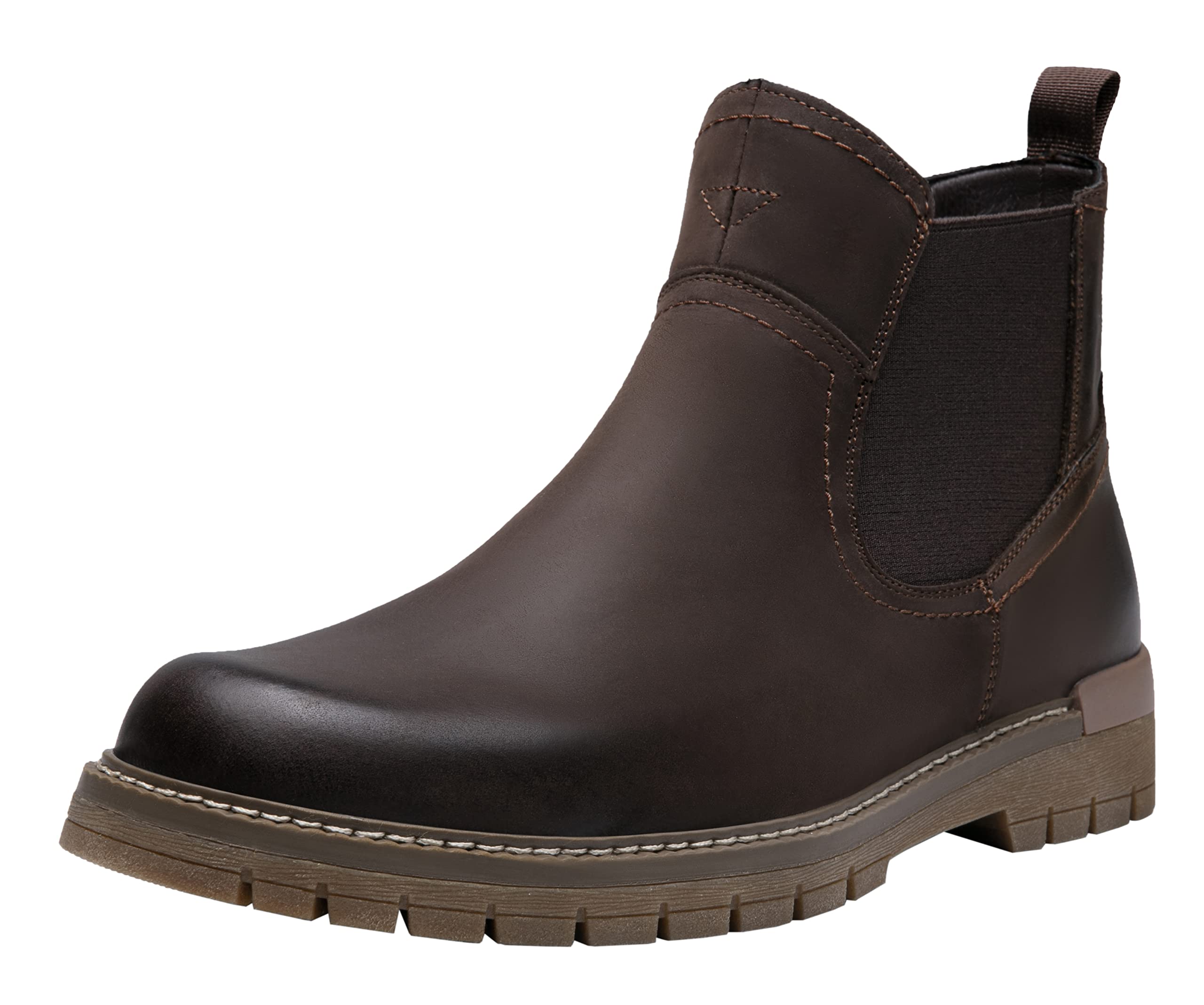 Jousen Men's Leather Chelsea Boots - Retro Casual Slip-On Elastic Ankle Boots for Men | Perfect for Everyday Wear, Office & Date Nights