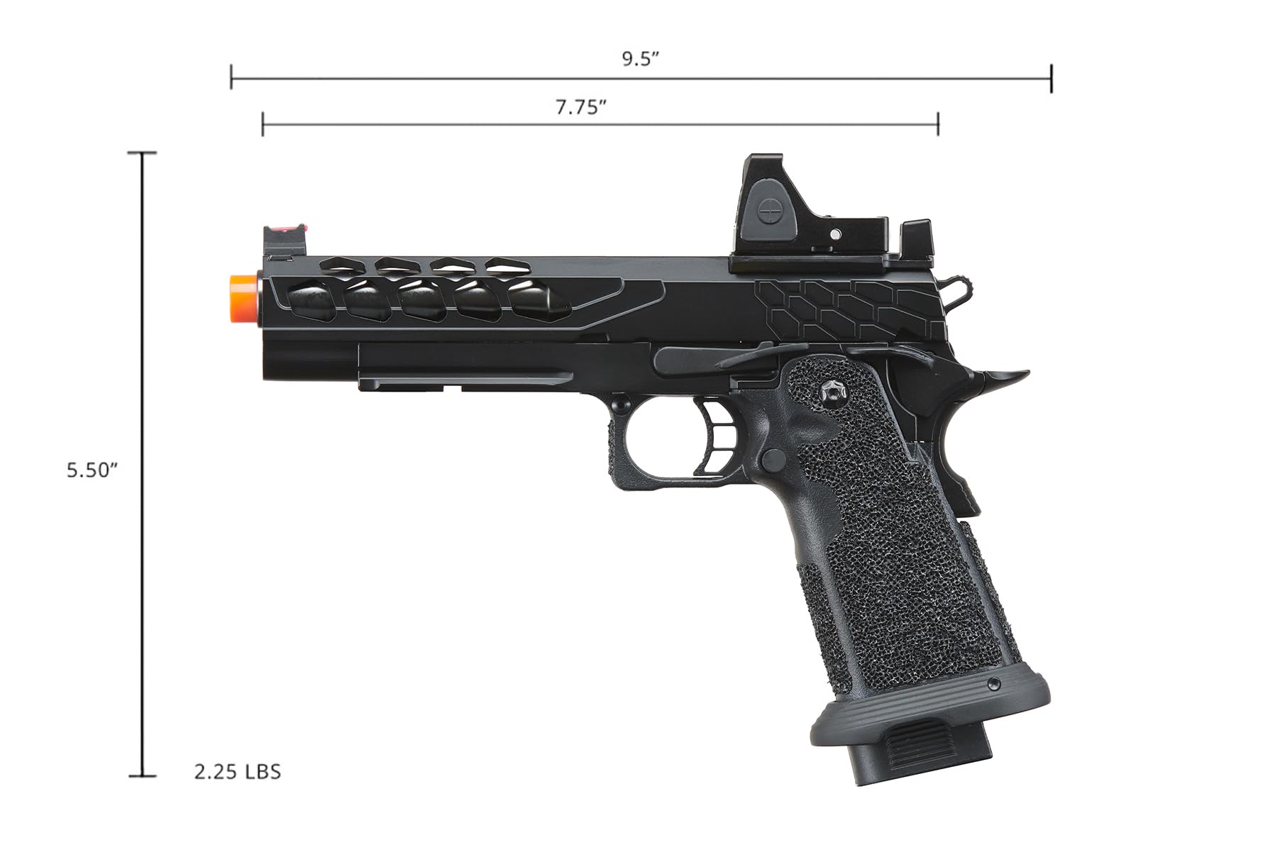 Lancer Tactical STRYK Hi-Capa 5.1 Gas Blowback Airsoft Pistol with Red Dot Sight - High Performance Airsoft Gun for Competitive Shooting & Tactical Training